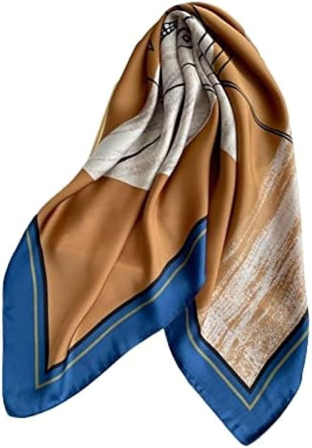 スカーフ シルク風 正方形 70cm 抽象画 4色 赤 おしゃれ 手巻き仕上げ ネッカチーフ ヘアバンド 髪飾り バッグバンド 小物 春秋 UVケア レディーズ 贈り物 通勤