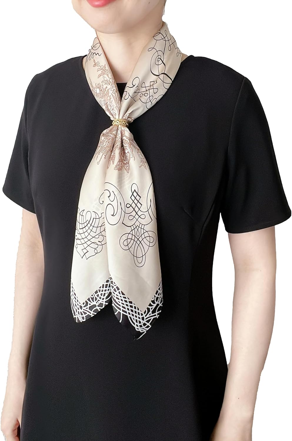 スカーフ シルク調 エレガント レディース 春 夏 秋 日焼け防止 70×70cm 正方形 バッグ飾り ヘアアクセサリー