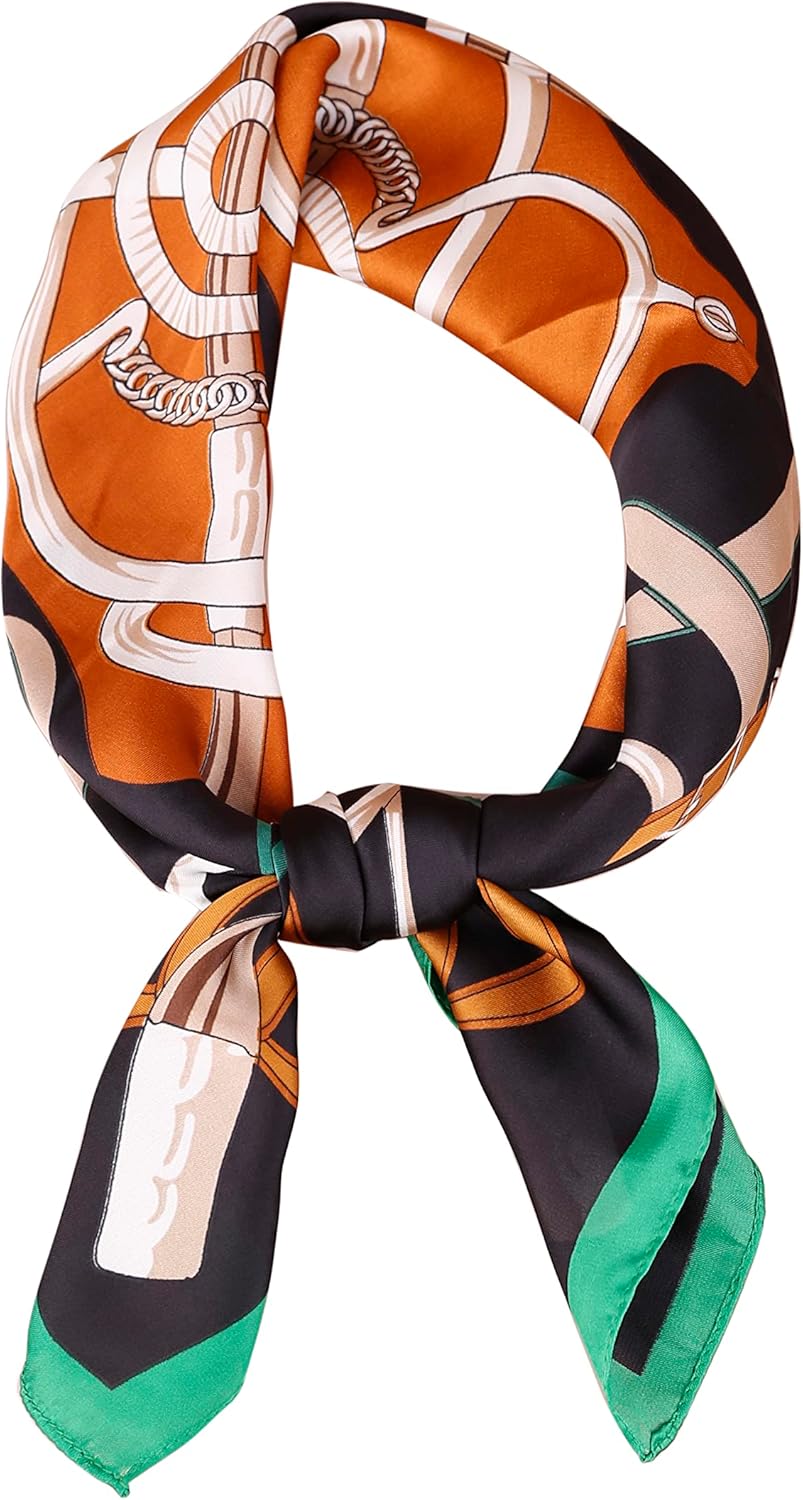 スカーフ レディース 70×70cm シルク風 ネッカチーフ バンダナ カジュアル 正方形 多機能 バッグ飾り ..