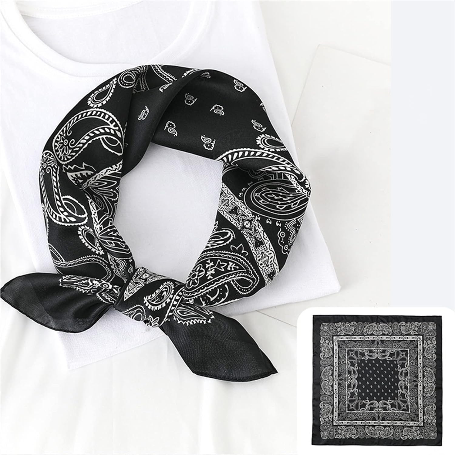 サマー サドル ウエスト フラワー シルク スカーフ ヴィンテージ ストラッピング 両面プリント スモール スカーフ スクエア スカーフ