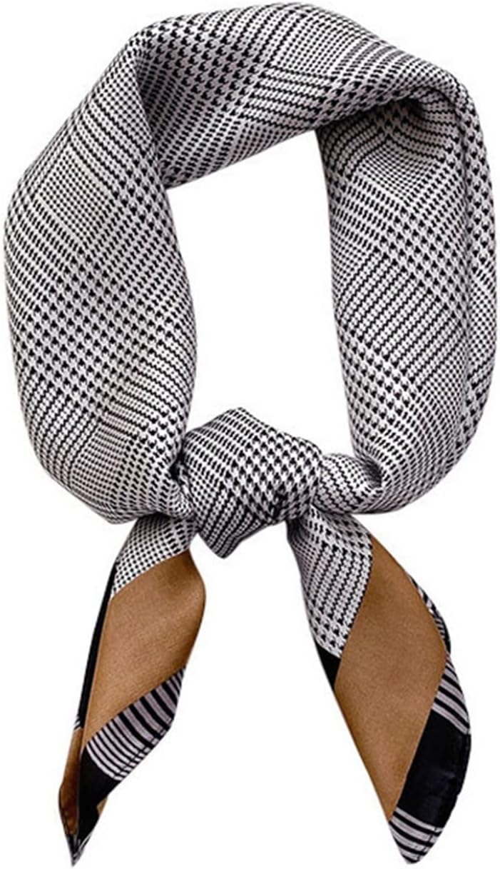 シルクスカーフ レディース 70*70cm 正方形 レトロ 手触り良い ネッカチーフ スクエアスカーフ 巻き方 オフィス 制服用 お洒落 通勤用 旅行 頭飾り 髪の包帯 プレゼント 贈り物 ブラウン