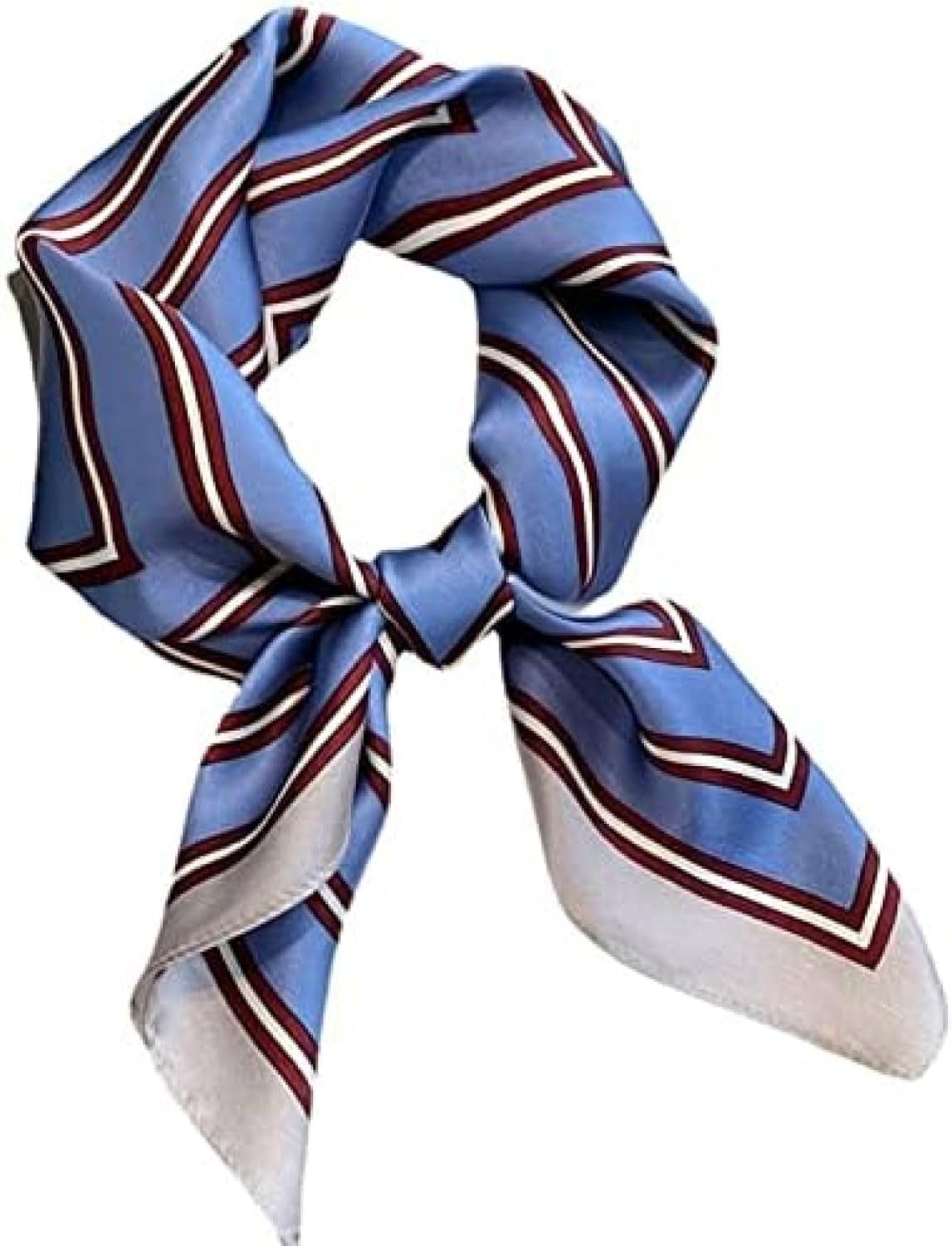 絹のスカーフ 縞模様の正方形のスカーフの女性の春と夏のファッションブルー70cmの正方形のスカーフシルクスカーフ プリントスカーフ