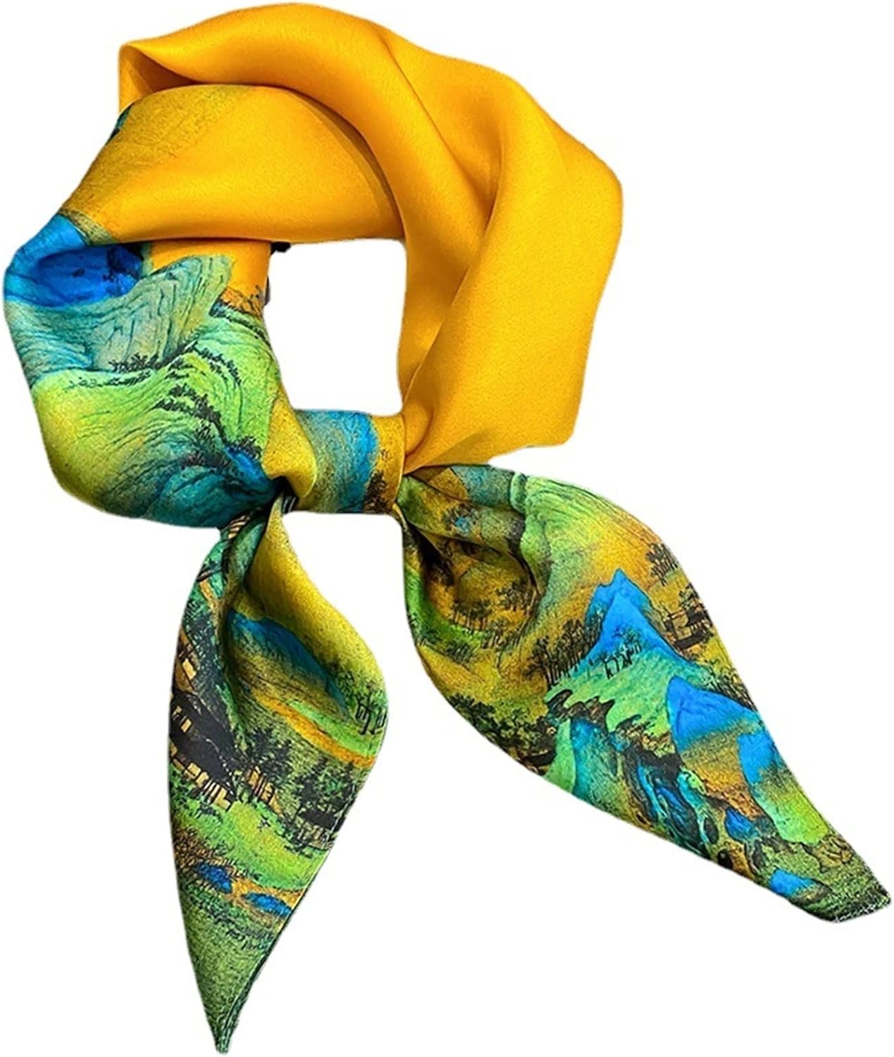 絹のスカーフ 春と秋の中国風の何千マイル川と山ヴィンテージシルクスカーフエレガントな正方形のスカーフ プリントスカーフ