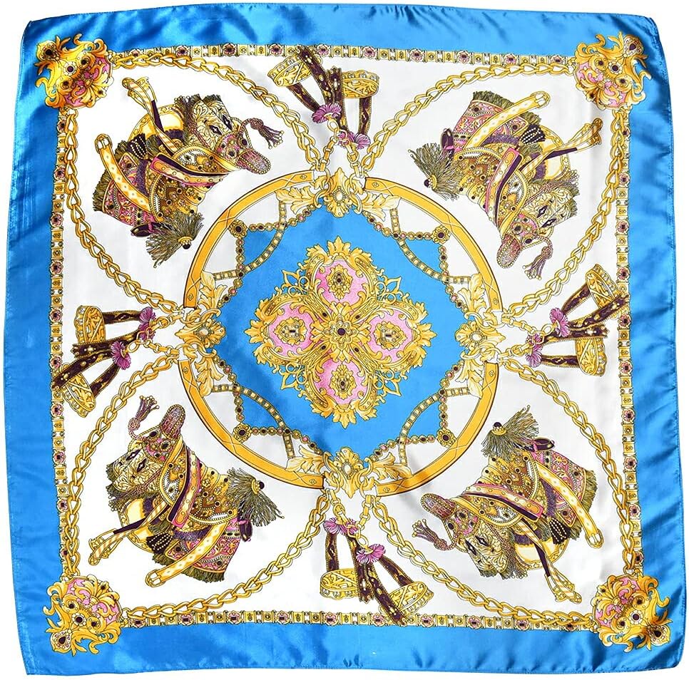 大判 正方形 スカーフ 90cm C シルク調 レディース ストール