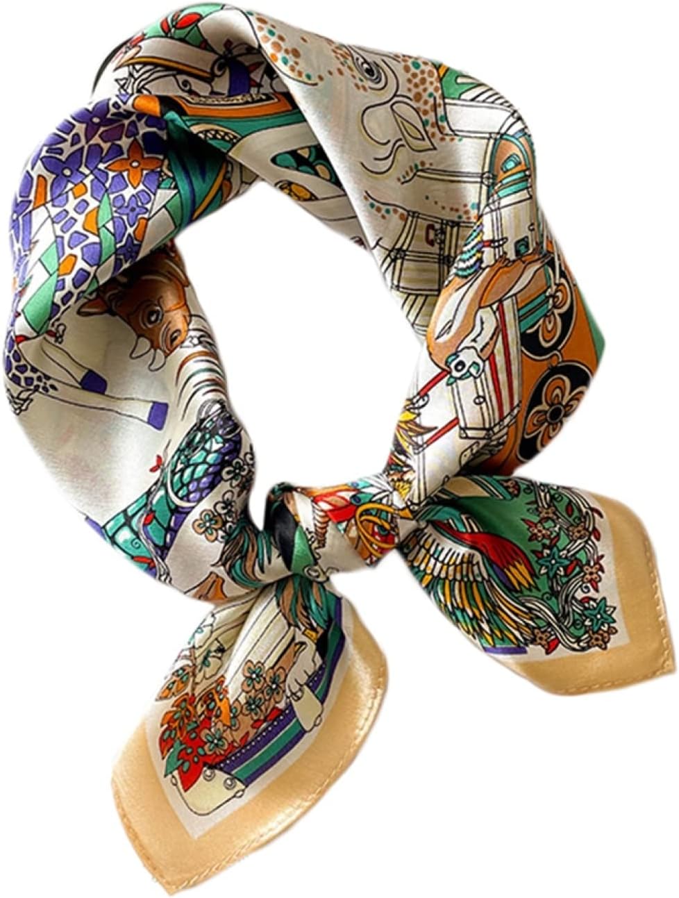 スカーフ 正方形 小さめ レディース 制服用 ネッカチーフ スクエアスカーフ シルク風 春秋 おしゃれ シンプル 無地 滑らか 柔らか 髪飾り バッグ飾り オフィス 通勤 プレゼント 50cm