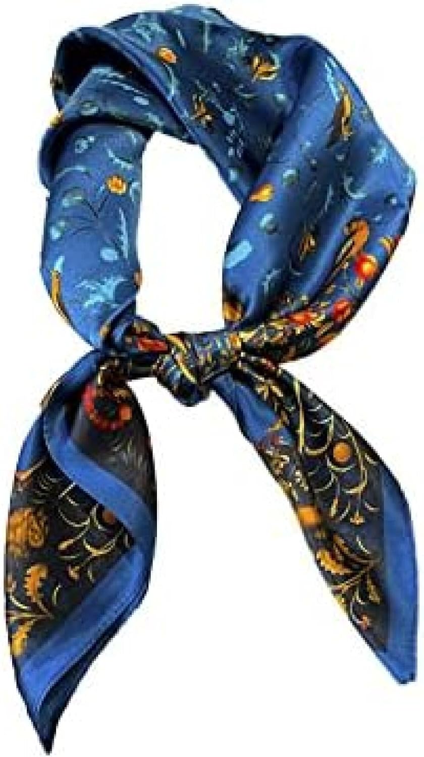 パストラルグリーンフローラルフローラルクリンプシルクマルベリーシルクスクエアスカーフスカーフユニ..