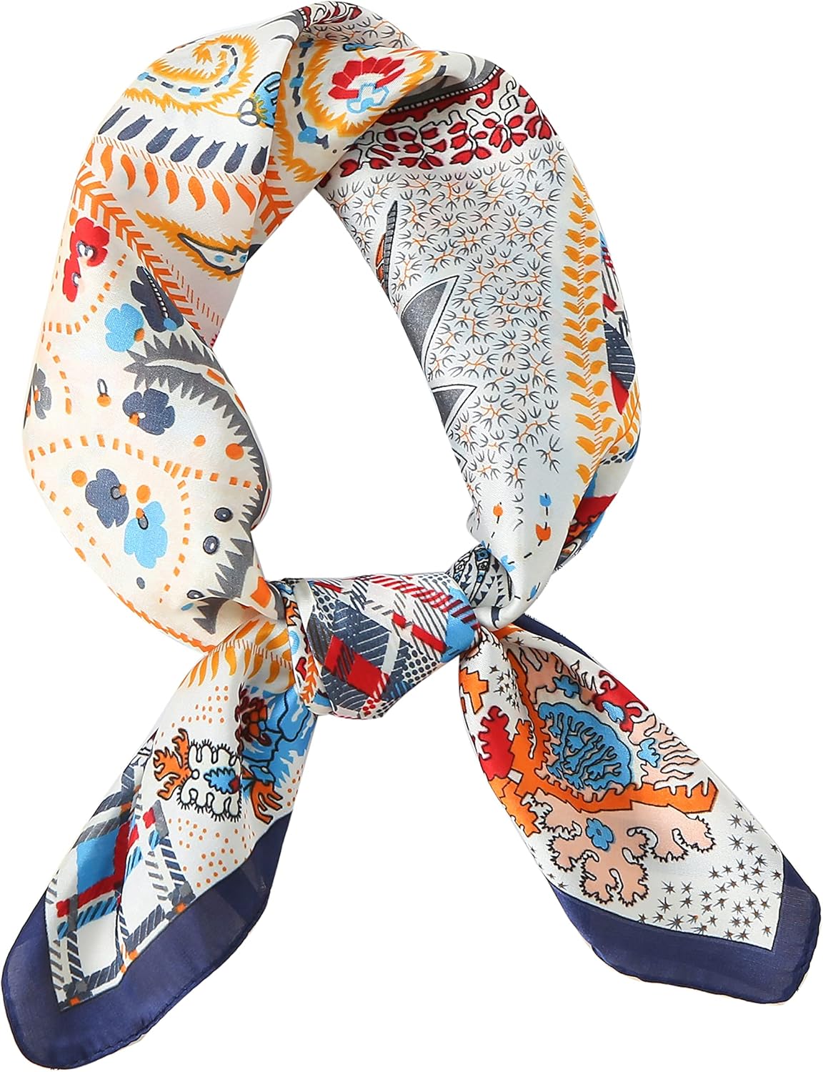 スカーフ レディース 70×70cm シルク風 ネッカチーフ バンダナ カジュアル 正方形 多機能 バッグ飾り 髪飾り 春夏 海辺 旅行 通勤 オフィス