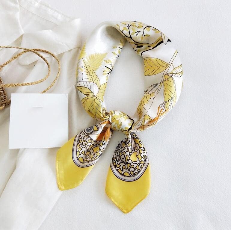 96 夏の女性ラップ ヒジャーブ、魅力的な葉印刷サテン スクエア レディース スカーフ多機能ポリエステル シルク スカーフ スカーフ