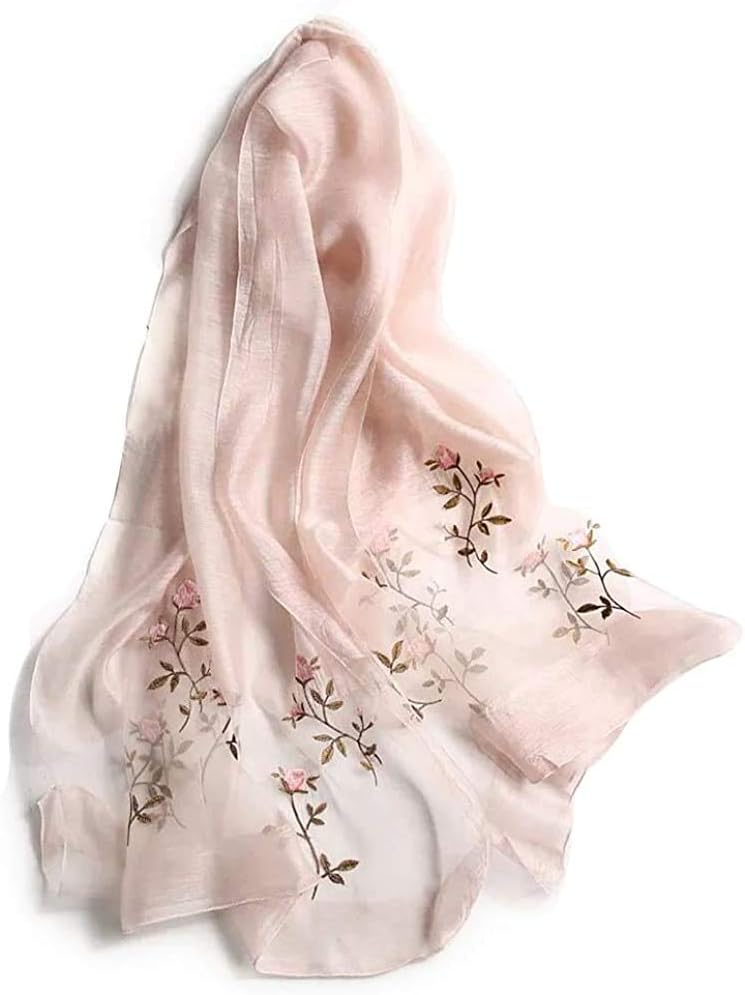 アンミダ シルク 大判 大判ストール レディース マフラー スカーフ ストール 刺繍シルク ストール レディース 春 UVカット ストール 春夏 レディース UV対策