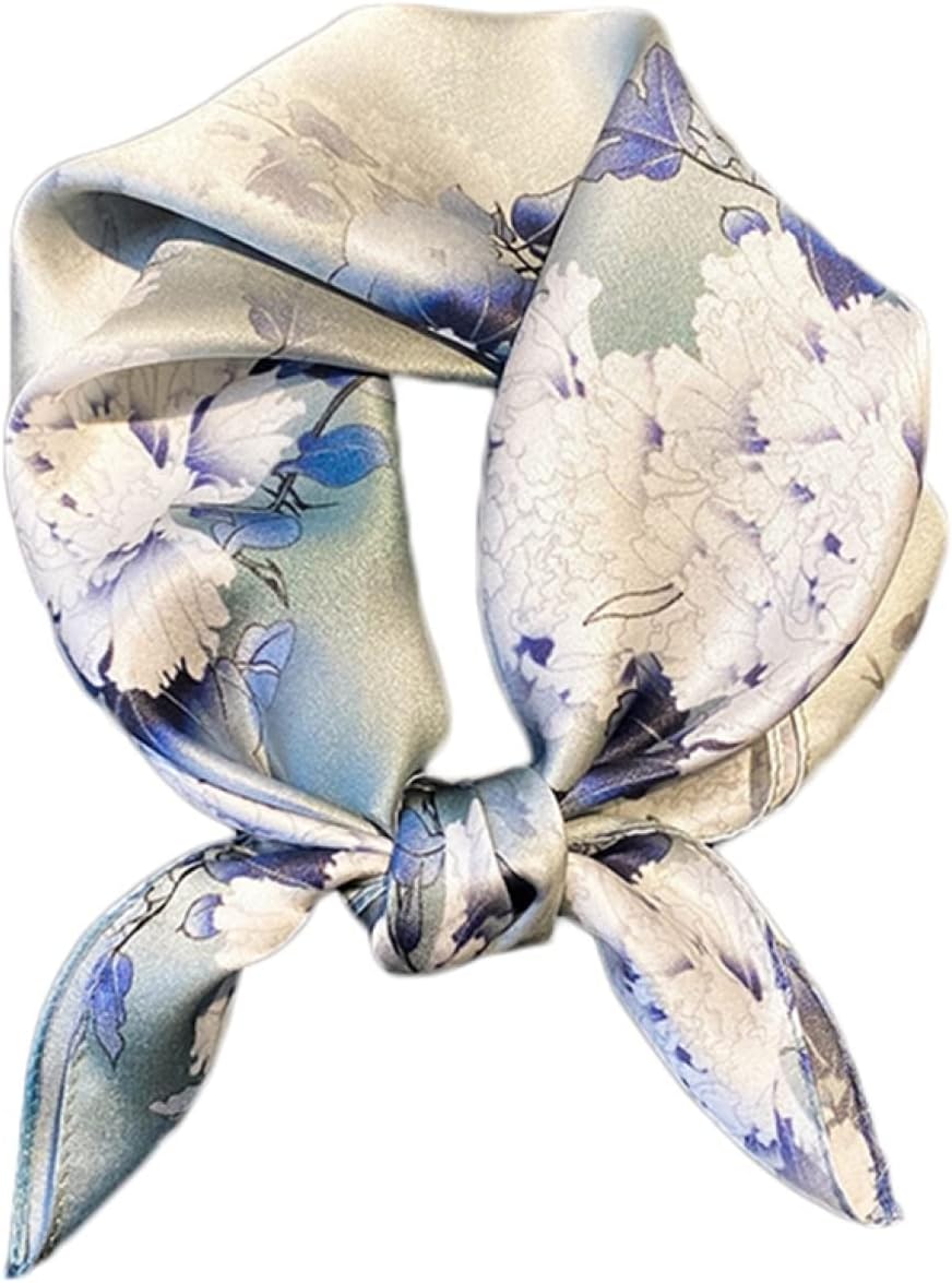 スカーフ レディース 小さめ 50x50cm シルク風 スクエアスカーフ 制服用 ネッカチーフ おしゃれ 牡丹花..