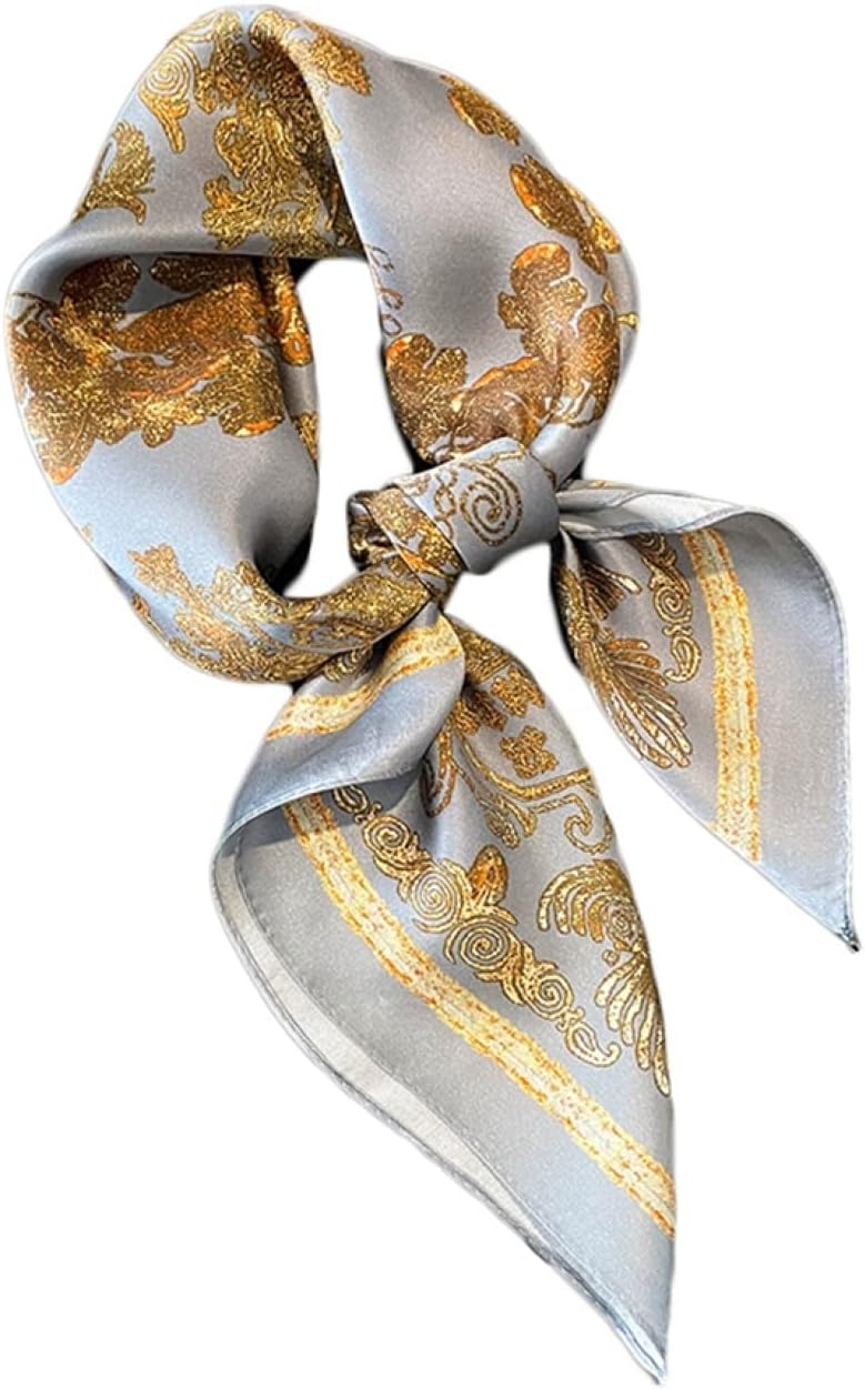 スカーフ 65cm シルク風 薄手 正方形 おしゃれ キレイめ 欧米風柄 軽量 スクエアスカーフ ネッカチーフ レディース 光沢感 オールシーズン 柔らか オフィス 制服用 バッグ飾り 髪飾り 装飾
