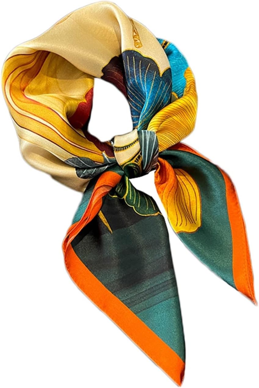 スカーフ 正方形 65 レディース 制服用 ネッカチーフ スクエアスカーフ シルク風 春夏秋 おしゃれ 銀杏柄 滑らか やわらかい バッグ/髪飾りスカーフ オフィス 通勤 プレゼント