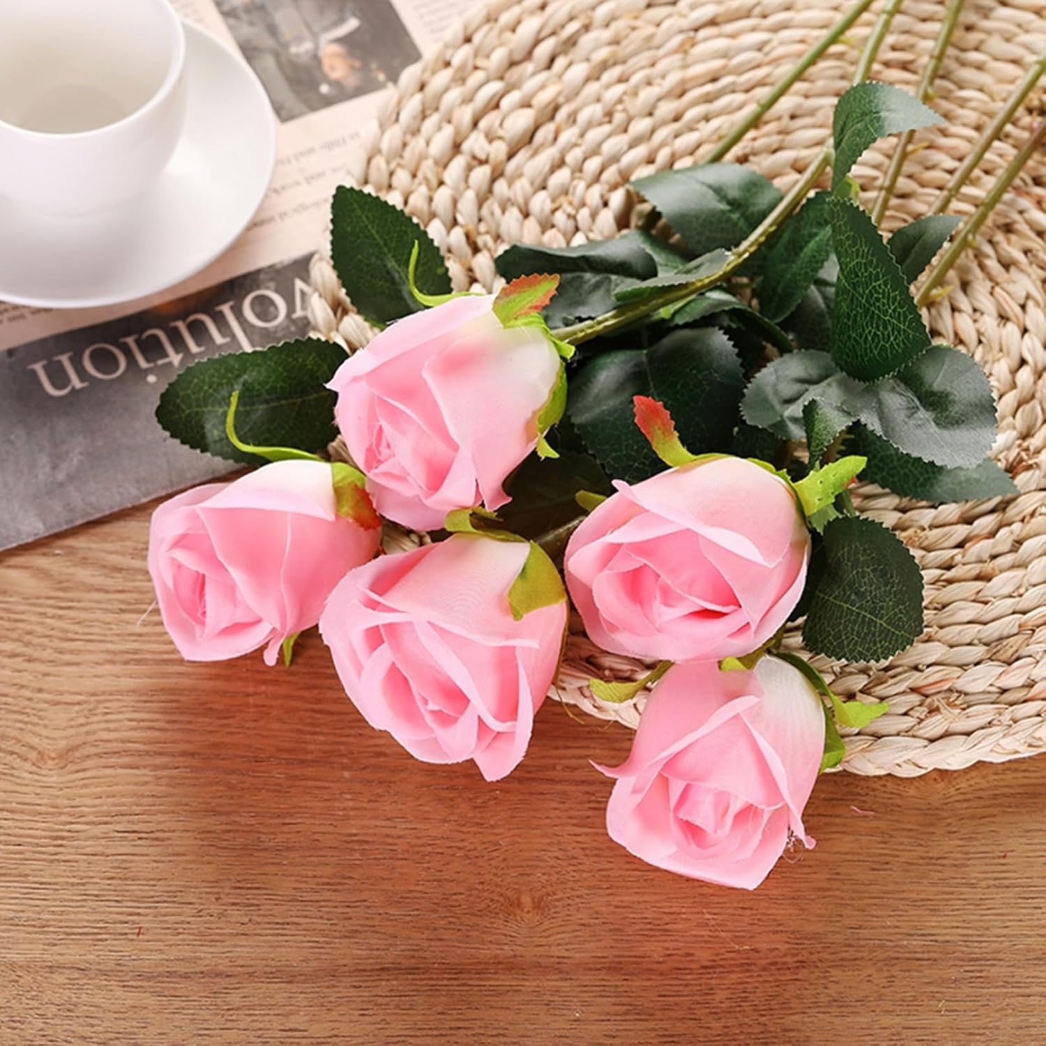 【25％OFFクーポン】5本セット 造花 ローズ フェイクフラワー バラの花束 ブーケ 枯れない花 綺麗 ロマンティック アートフラワー インテリア 記念日 バランタイン プレゼント お祝い リビング 玄関 ウエディング 装