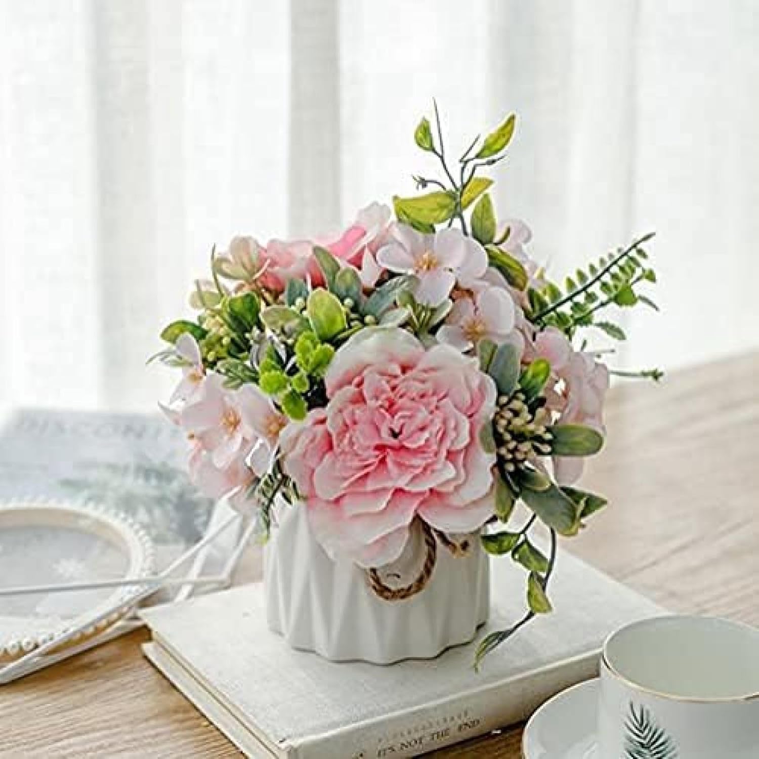 造花 花 飾り 置物 卓上置き インテリア 花 ブーケ プレゼント 雑貨 フラワー 花瓶付き 枯れない花 装..