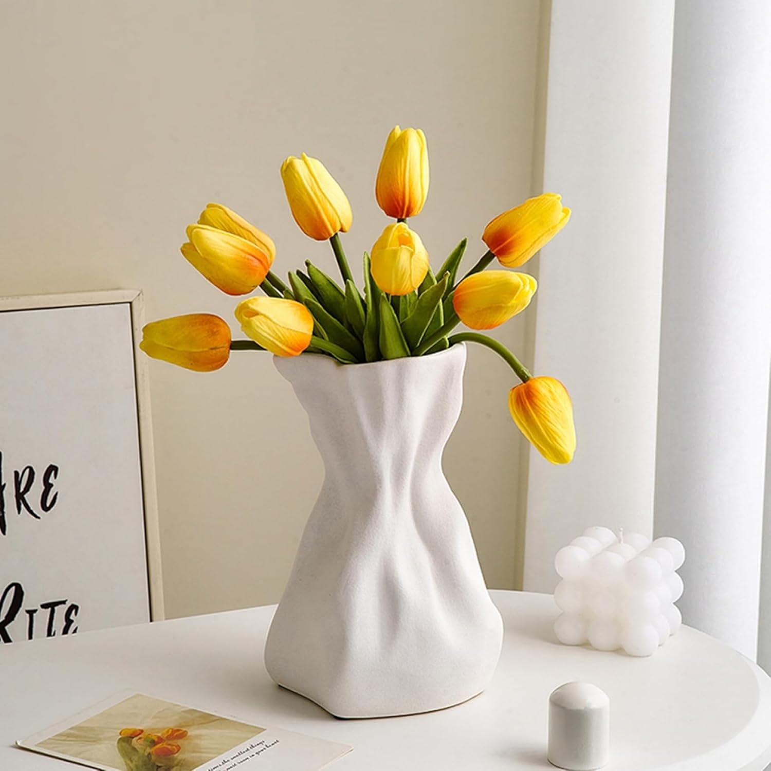 北欧 チューリップ 造花 フェイクフラワー 花瓶付き 水やり不要 枯れない アートフラワー フラワーアレンジ リアル モダン おしゃれ リビング 店舗 卓上 飾り 置物 インテリア 花束 ブーケ 撮影