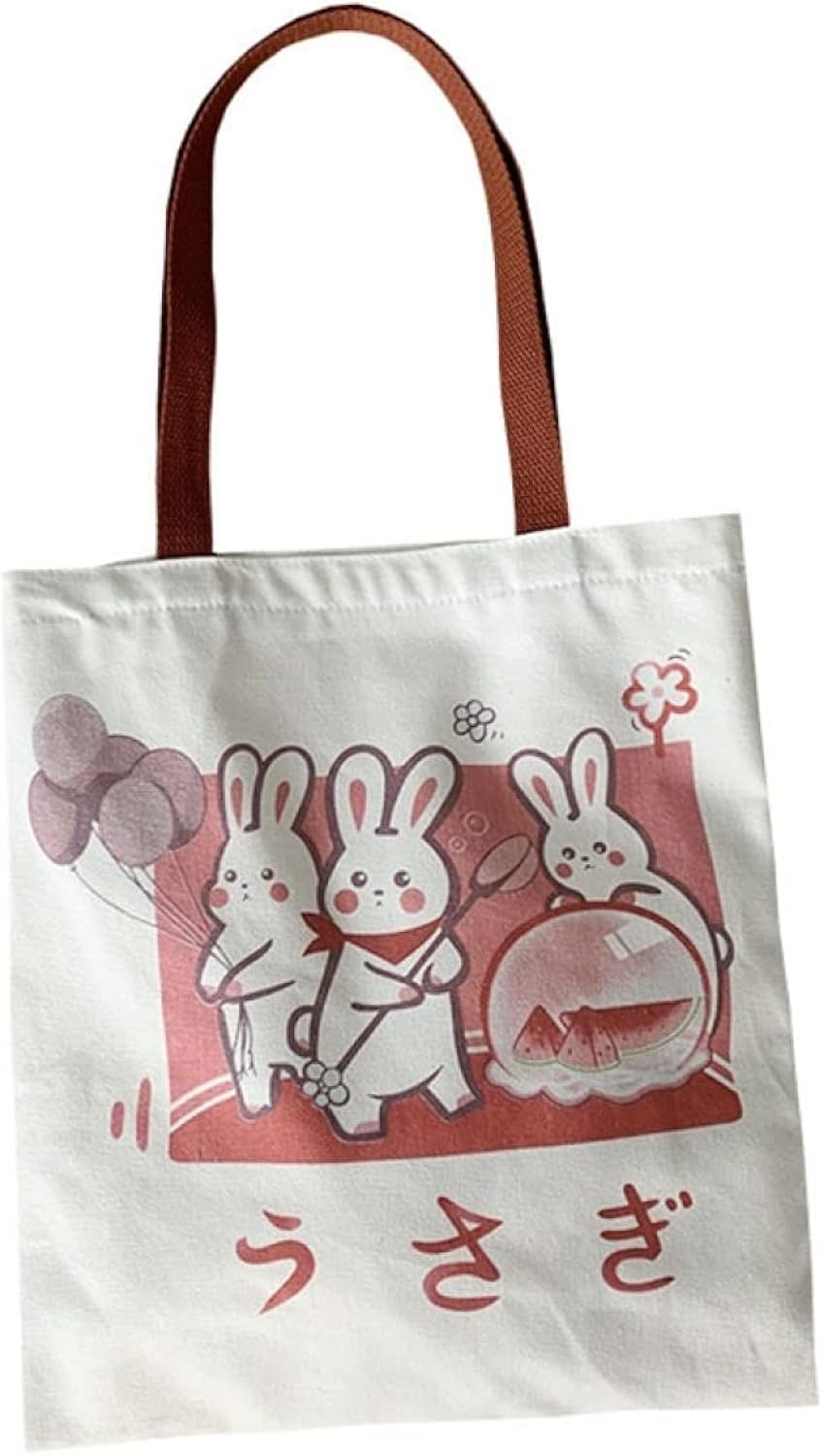 エコバッグ トートバッグ レディース レッド かわいい 楽しい うさぎ柄 ァスナー付き 内側ポケット付き 手提げ 肩掛け 軽量 厚手 お出かけ 縦型 軽い 通勤 お財布