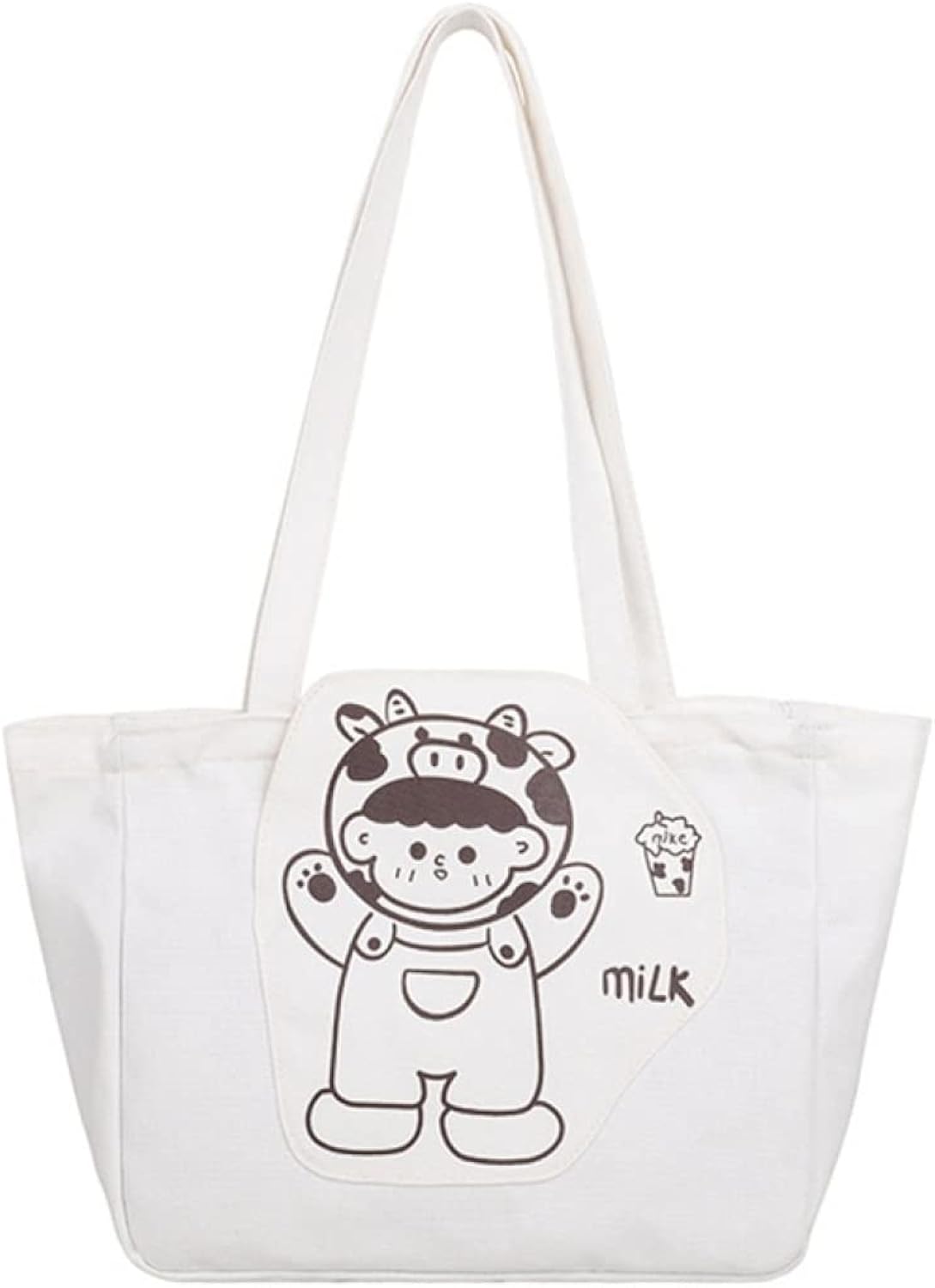 キャンパスバッグ 大学生 高校生 女子 通学 可愛い プリント柄 24x33cm ノートパソコン A4ファイル可 ファスナー付き 手提げ 肩掛け 軽量 トートバッグ 大容量 エコバッグ