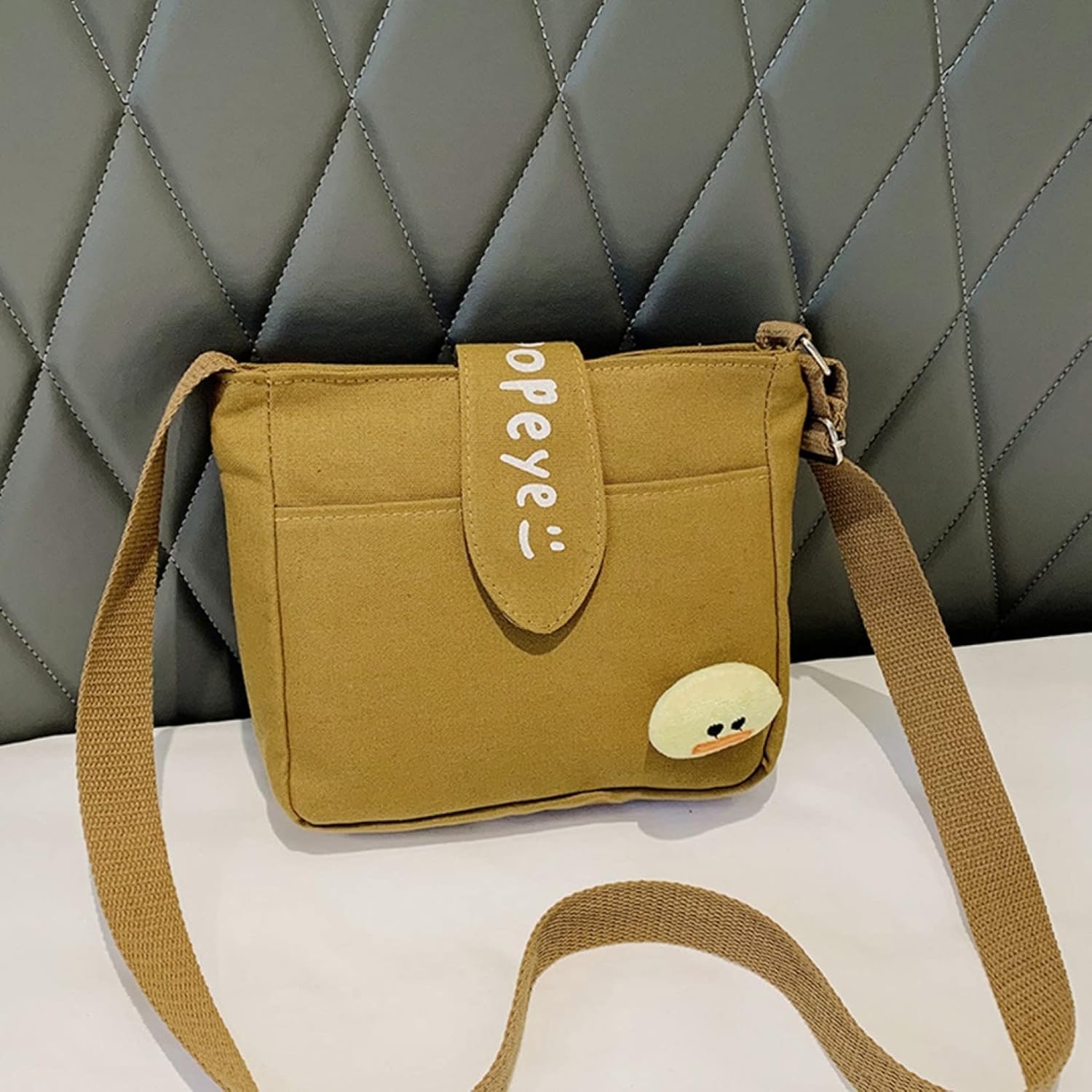 大森麗萱の【全店通用25％OFFクーポン】キャンパスバッグ　斜め掛け　ファスナー付き　手提げ　肩掛け　軽量　無地　可愛い　おしゃれ　出掛けバッグ　ショルダー　お財布　トートバッグ　小さめ　21x18cm｜アングル2