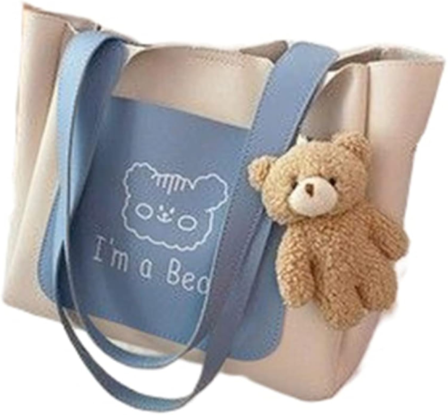 トートバッグ レディース 大容量 ポリエステル 防水 ファスナー付き 手提げ 肩掛け 軽量 可愛い ベア柄 おしゃれ 韓国風 ショルダーバッグ エコバッグ 高校生 女子 通学 通勤 旅行