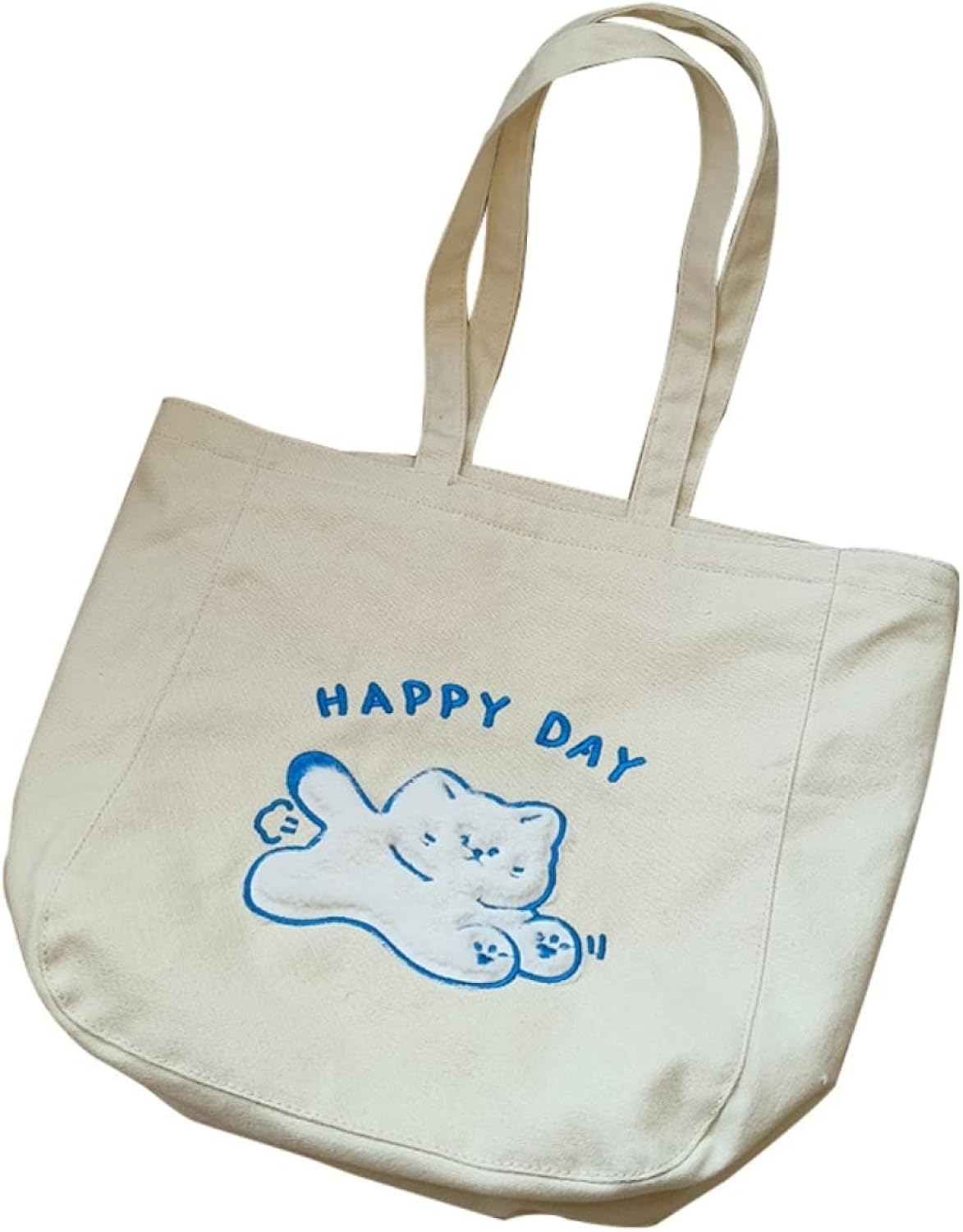 トートバッグ 大きい 30x35cm かわいい うさぎ ベア 猫柄 刺繍 おしゃれ 学生 通学 手提げ 肩掛け 軽量 厚手 誕生日プレゼント 韓国風 キャンパスバッグ エコバッグ