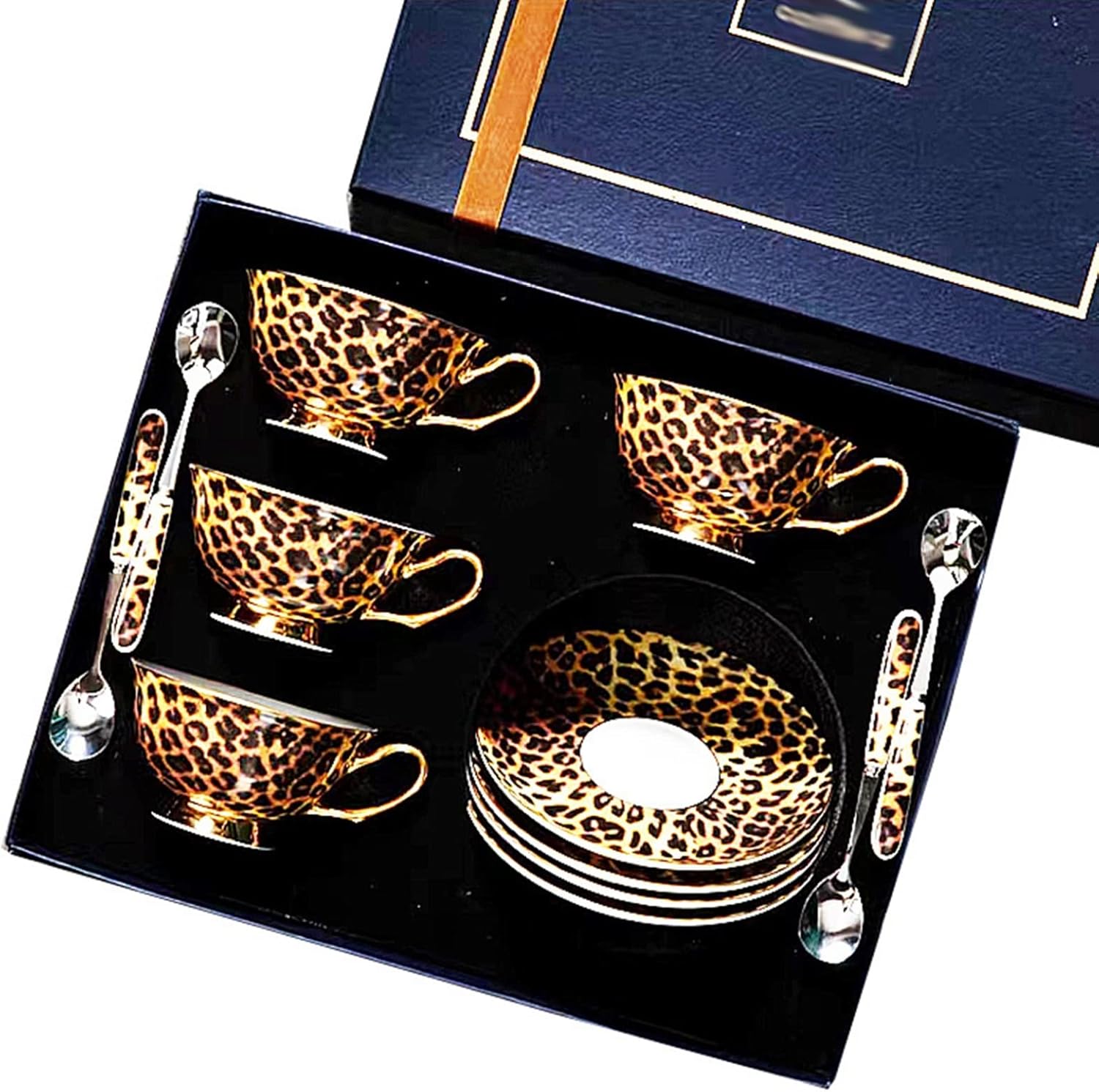 コーヒーカップ ソーサー 豹柄 ティーカップセット ボーンチャイナ 1/2客セット 食器 マグカップ ウォーターカップ モダン 彼女 パーティー用 水 お茶 珈琲 アイスティー エレガント 来客用 家