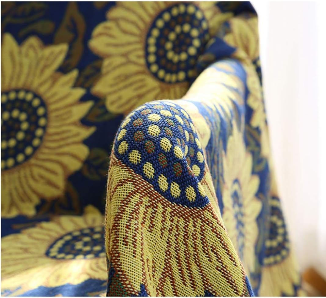 マルチカバー フリンジ ハワイアン キルト 北欧風 90*180cm ソファカバー ベッドカバー ラグ ブランケット 洗濯可能 インテリア 両面使用可能 ネイビー 宮廷風 フリンジ付き 綿製品 多機能