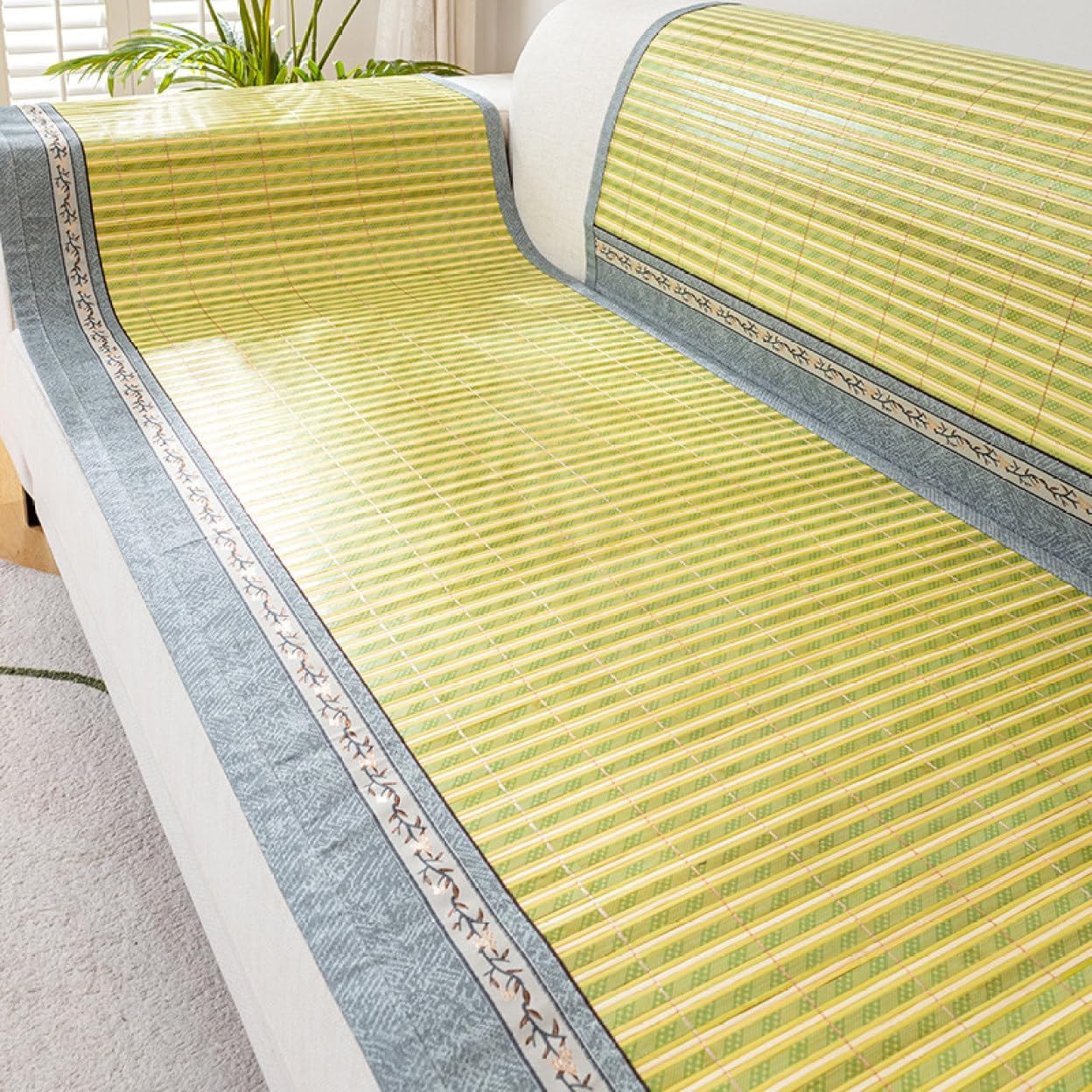 ソファマット 竹 グリーン 滑り止め シートクッション 麻雀 カラー 自然 ソファクッションカバー 竹 断..