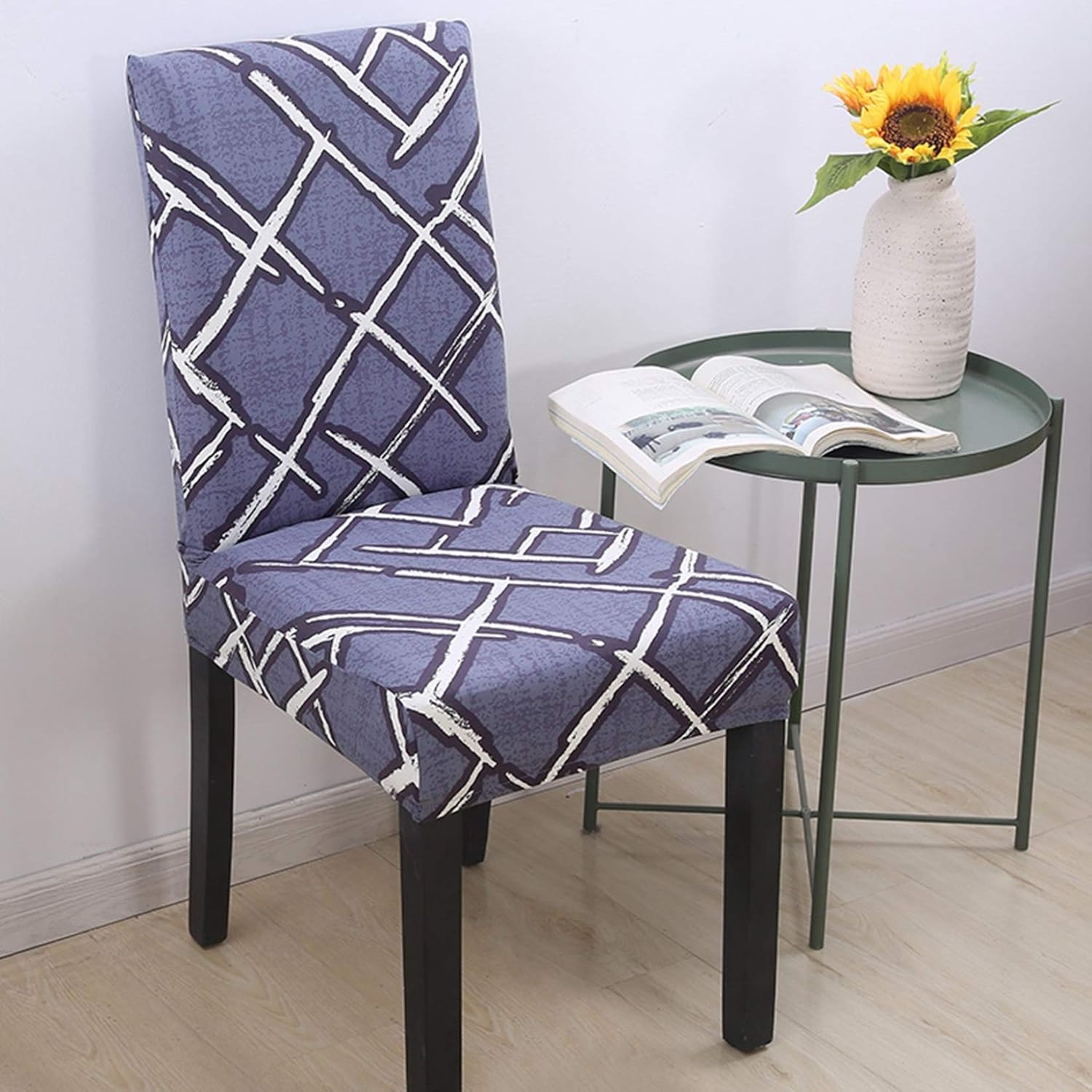 2枚セット 椅子カバー 花柄 背もたれあり 一体式 ダイニングチェア対応 ストレッチ 伸縮素材 耐久性 チェアカバー 洗える 汚れ防止 滑り止め 四季兼用 家庭/パーティー用/ウェディング/結婚式 多