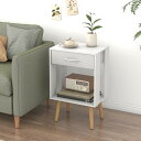 サイドテーブル 引き出し付き 木目調 多機能 幅40x奥行30x高さ60cm おしゃれ ベッド リビング ソファ ナイトテーブル コーヒーテーブル 組立簡単 北...
