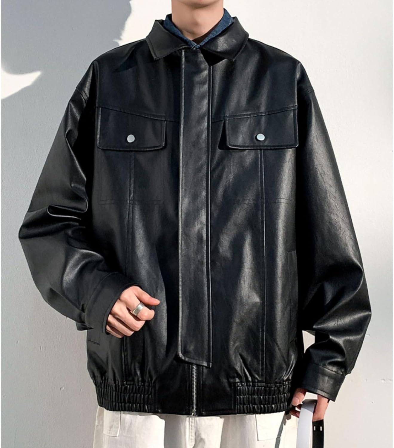 レザー メンズ レザージャケット 大きいサイズ 無地 カジュアル ライダース 春 秋冬 防寒 防風 暖かい 防水 ブルゾン 重ね着 日系 かっこいい おしゃれ 通学 お出かけ 通勤 アウター