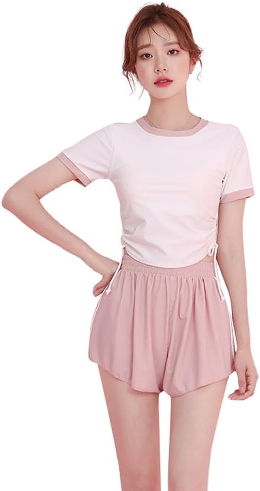 水着 レディース タンキニ 半袖 Tシャツ ショートパンツ ラッシュガード スポーツ風 セパレート お洒落 フィット感 サイドドローストリング バスト盛れる フレア 女性 かわいい スポーツ 温泉 水