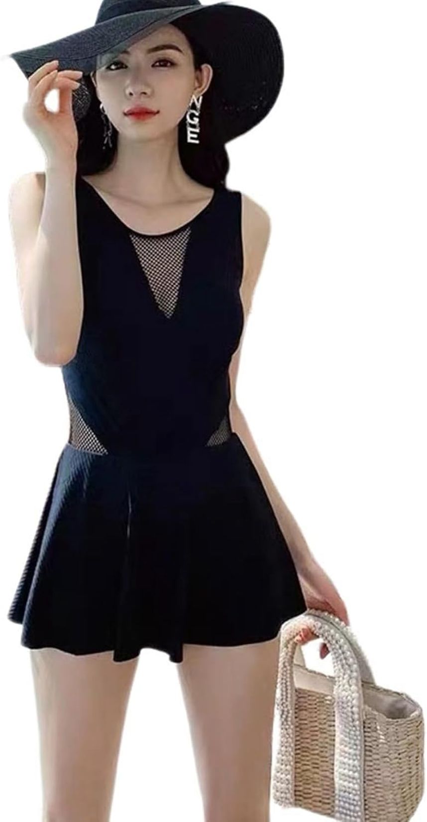 ワンピース 水着 レディース 体型カバー オールインワン バックシャン 透け感 フレアスカート 大きいサイズ フェットネス 女性 おしゃれ タンキニ ママ水着 可愛い セクシー 女性 着痩せ セットア