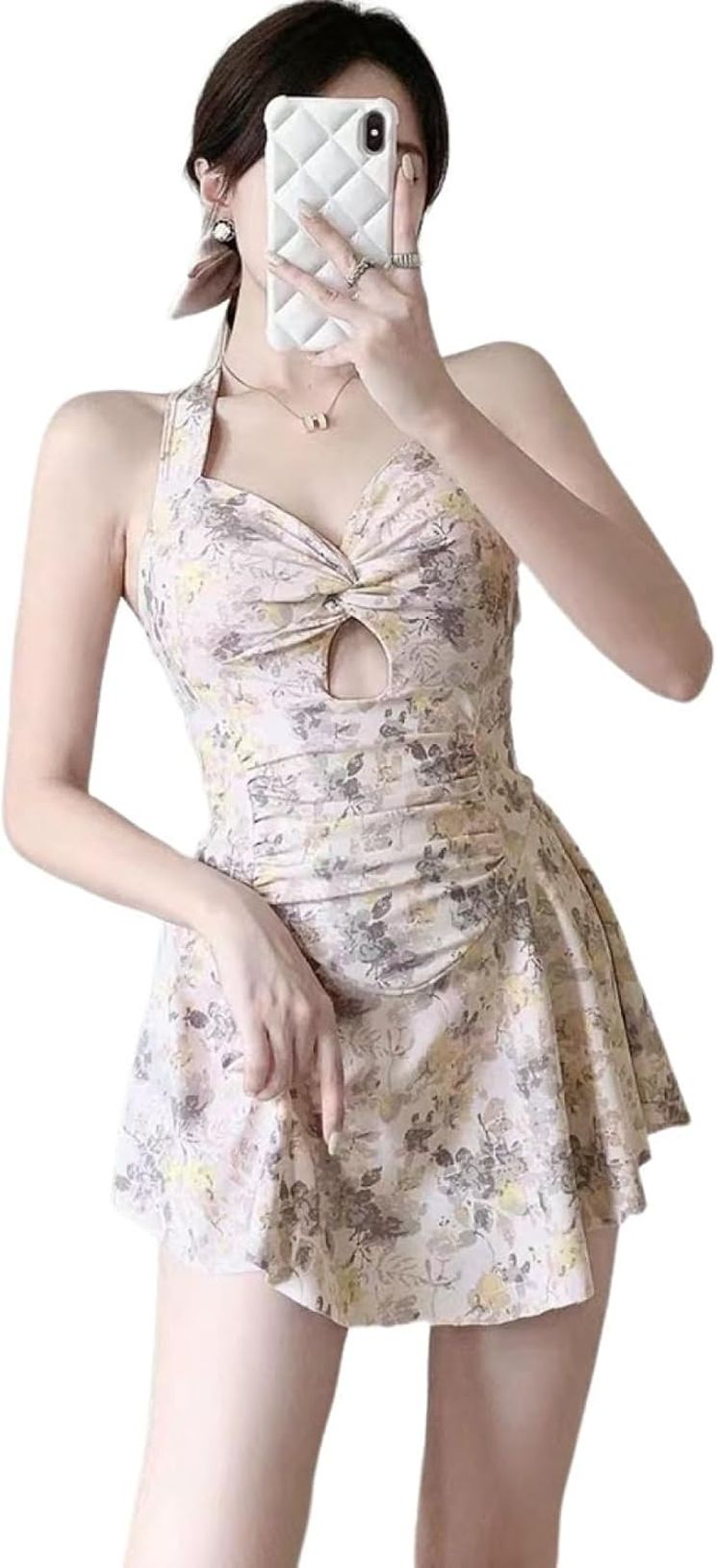 水着 レディース ワンピース キャミワンピ フリルヘム 露出控えめ オールインワン バッグ付き タンキニ 体型カバー 女性水着 大人 セクシー 可愛い 着痩せ 可愛い セクシー 女性 着痩せ セットア