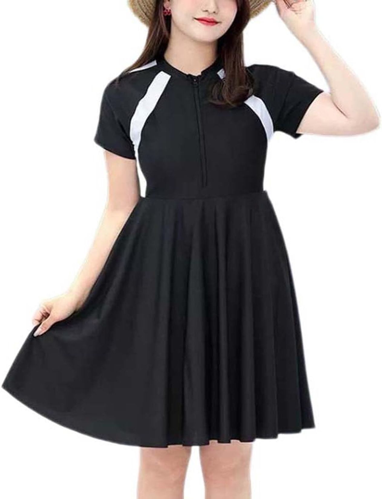 水着 レディース ぽっちゃり 大きいサイズ 体型カバー フィットネス スクール水着 オールインワン シンプル 半袖 ワンピース パッド付け シンプル 可愛い 可愛い セクシー 女性 着痩せ セットアッ