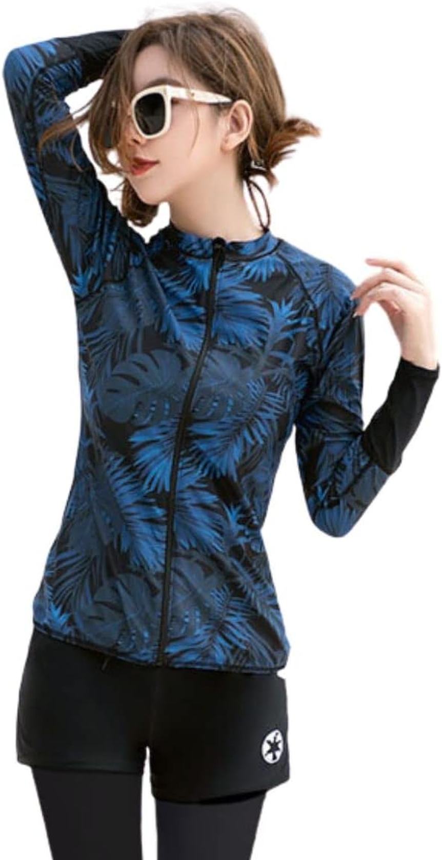 水着 レディース ラッシュガード フィットネス みずぎ 5点セット 長袖ラッシュガード ショーツ レギンス セパレート タンキ二 前開き カバーアップ 競泳水着 水陸両用 スポーツ 速乾 UVカット