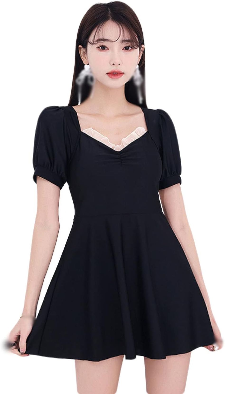 レディース 水着 セパレート 女性 大人 セクシー 胸元フリル 可愛い バスト ゆったり 半袖 無地 背中開き 隠し ハイウエスト 海水浴 ワイヤーなし プール...