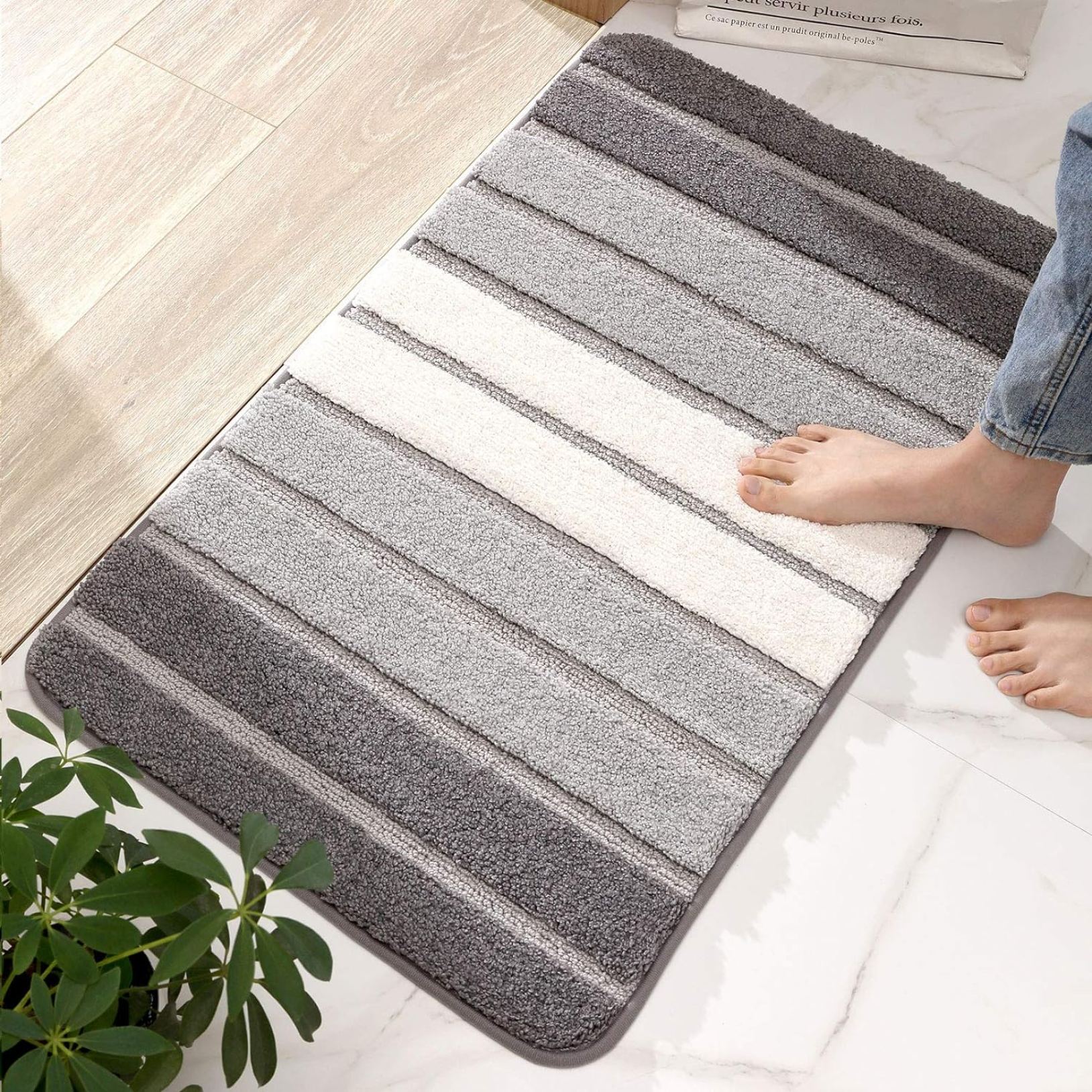 玄関マット 室内 バスマット お風呂マット おしゃれ 丸洗い 吸水 北欧 滑り止め 防音 防臭 グレー