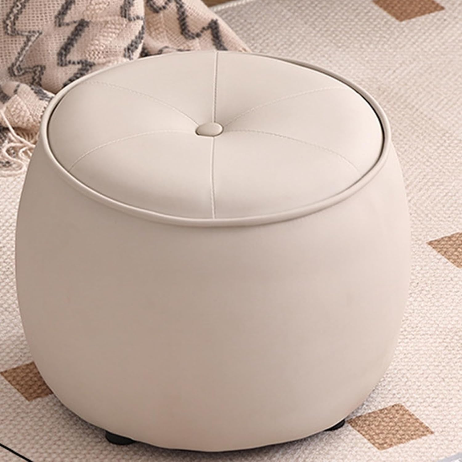 足置き スツール フットスツール オットマン PUレザー 円筒 ロースツール プチスツール 座れる デスク..