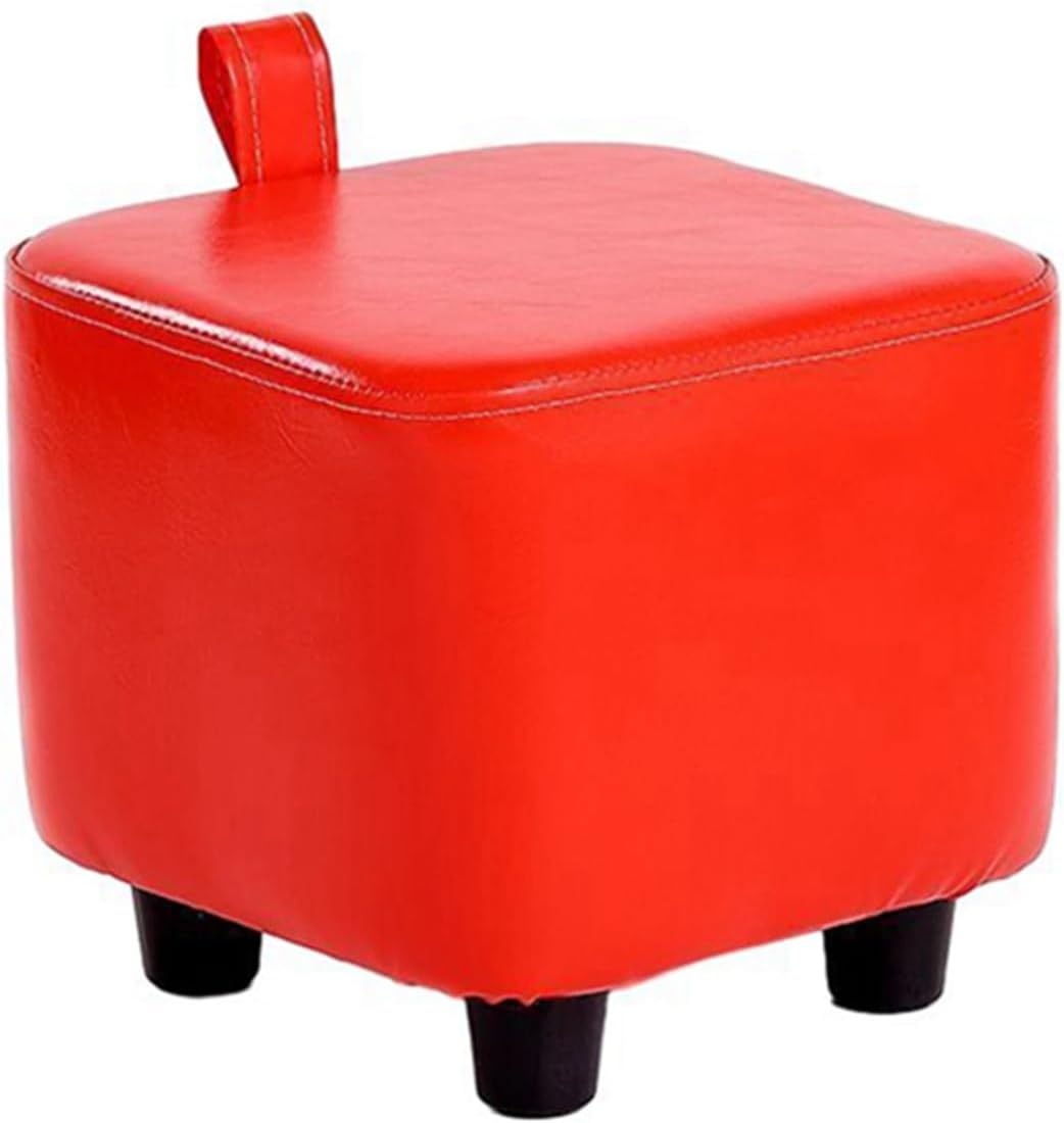 スツール 足置き台 靴替えスツール オットマン PU素材 フットスツール 正方形 ロースツール 手提げ紐 ..