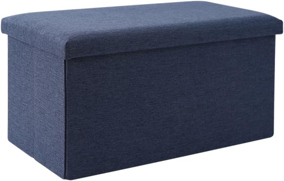 スツールボックス オフィスチェア ネイビー 折りたたみ式 多機能 衣装ケース ふた付き 衣類収納 おもち..