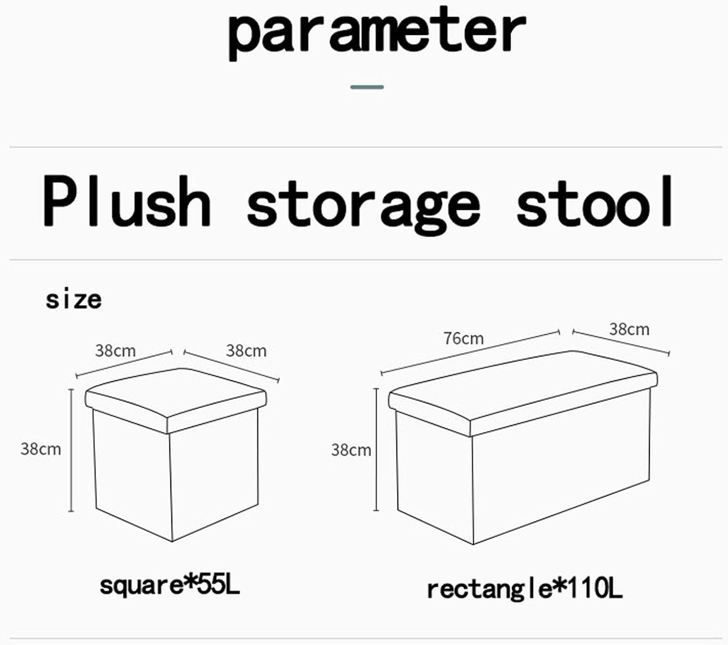 フットスツール、オットマン収納ボックス プラッシュ折りたたみパッド入りシートベンチスツールソファプーフフットスツール追加収納スペース正方形長方形ダークグレー-383838cm