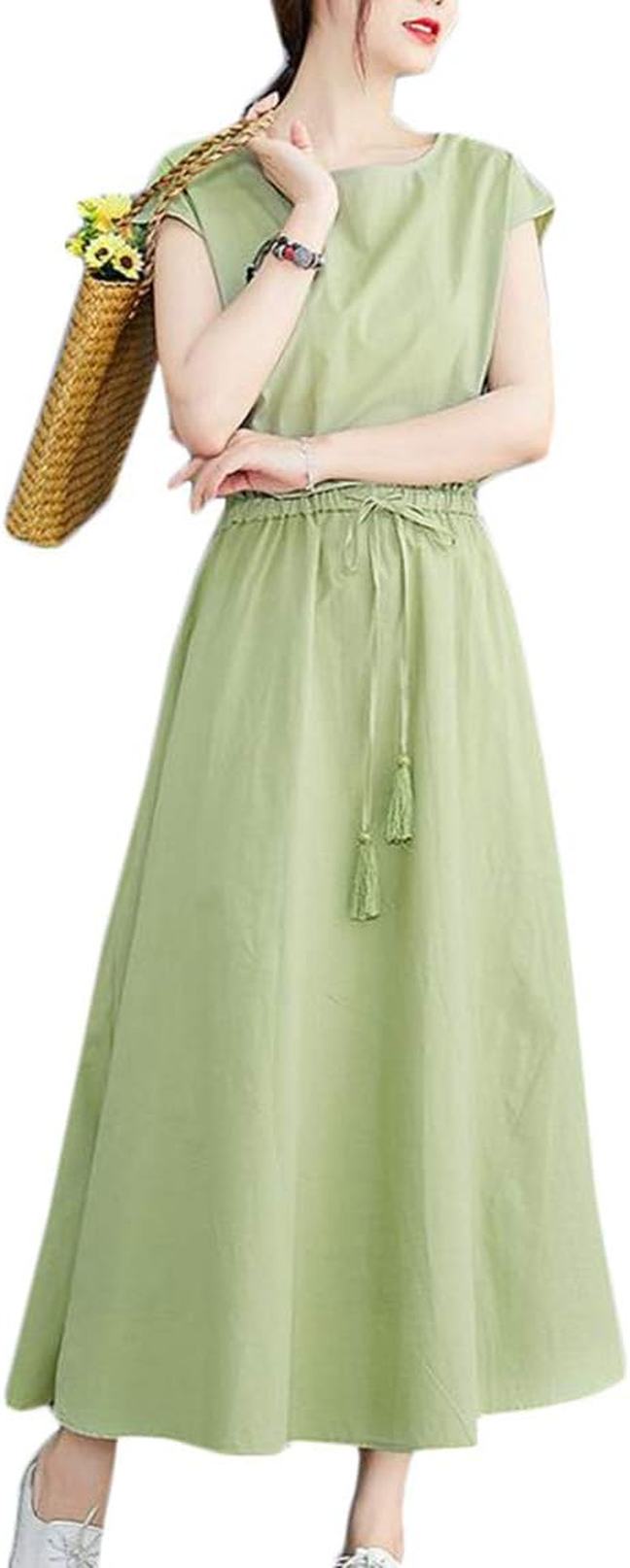 ワンピース レディース 半袖 ロングワンピース 綿 麻 マキシ丈 aラインワンピース 体型カバー着痩せ 森ガール 夏ワンピース 無地 大きいサイズ