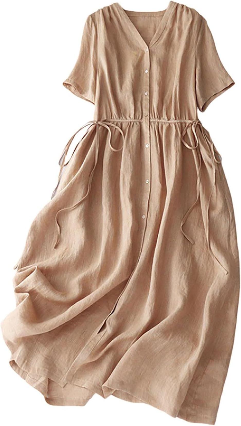 リゾートワンピース 花柄 半袖 ロング ワンピース レディース 夏 vネック リボン シャツワンピース おしゃれ 柔らかい 着痩せ ロングワンピース 体型カバー 薄手 きれいめ ゆったり デイリーに大