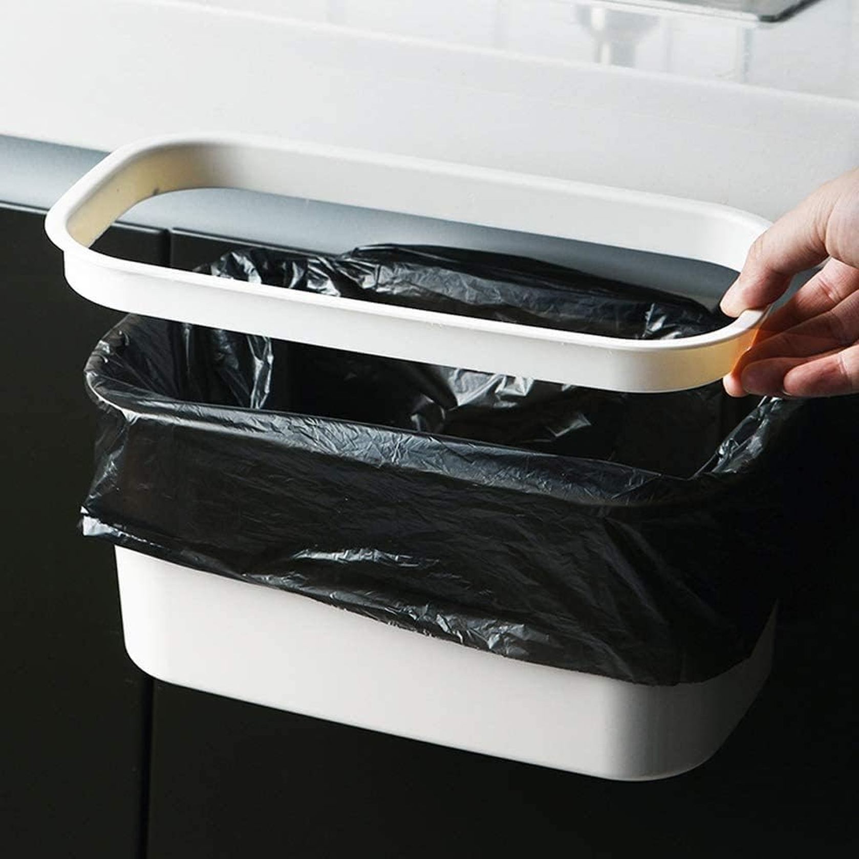 キッチンゴミ箱 生ゴミ 蓋なしゴミ箱ポリ袋ホルダー付き壁掛けゴミ箱 洗面所用 大容量 多機能ごみ箱 キッチン 1個