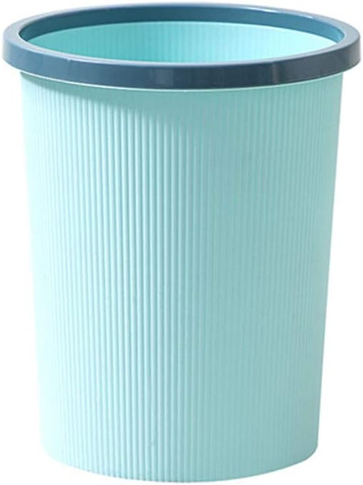 リビングルームの蓋なしゴミ箱 家庭用プラスチックゴミ箱 創造的なシンプルさプレッシャーリングゴミ箱 水色