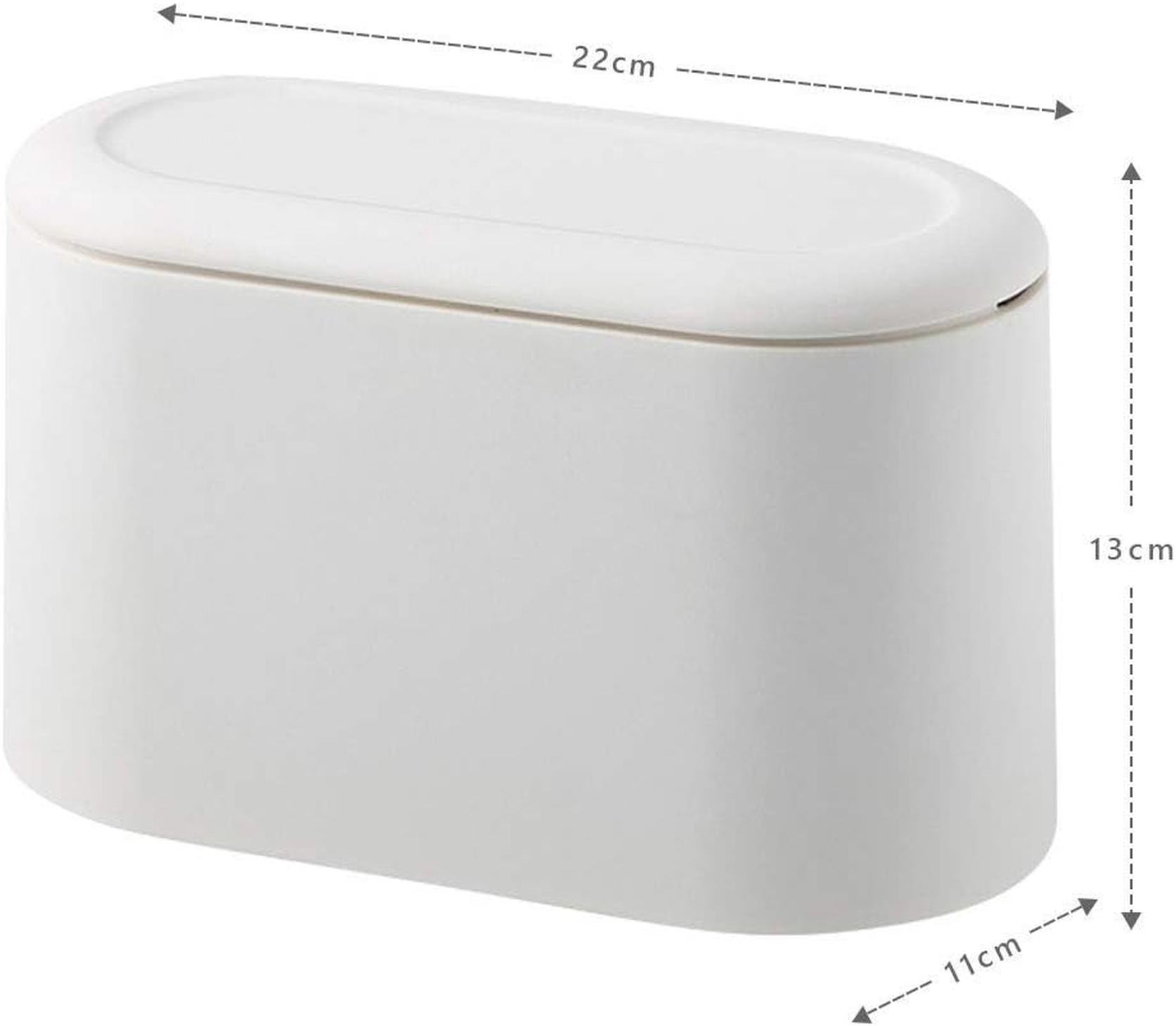 可愛い 卓上ゴミ箱 ミニふた付きゴミ箱 縦型 ダストボックス押し弾ける トラッシュボックス 事務用 ホワイト [2]