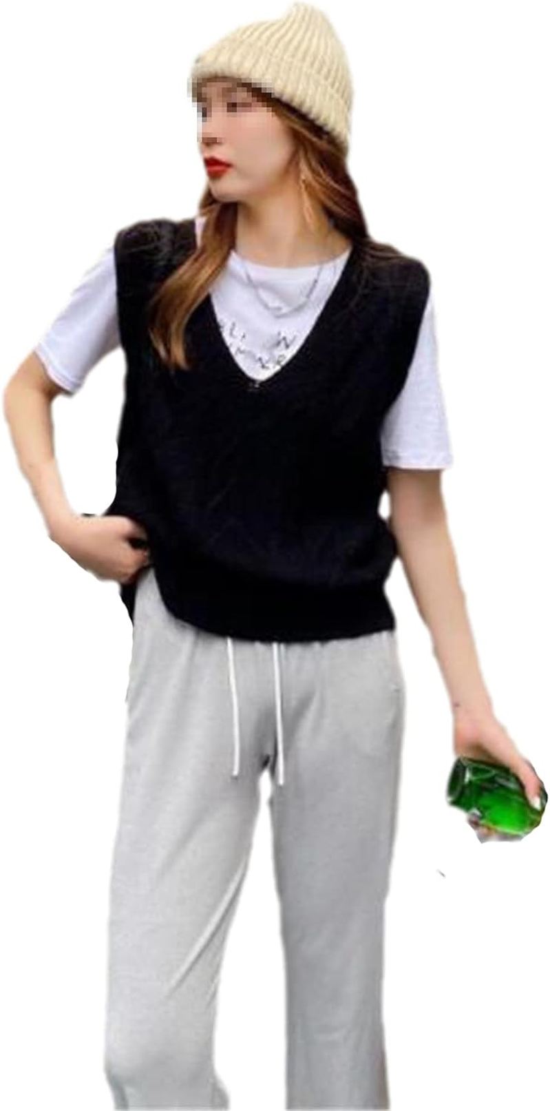 ニットベスト レディース セーターベスト 女性 キャンディーカラー Vネック ソフトオールマッチ チョッ..