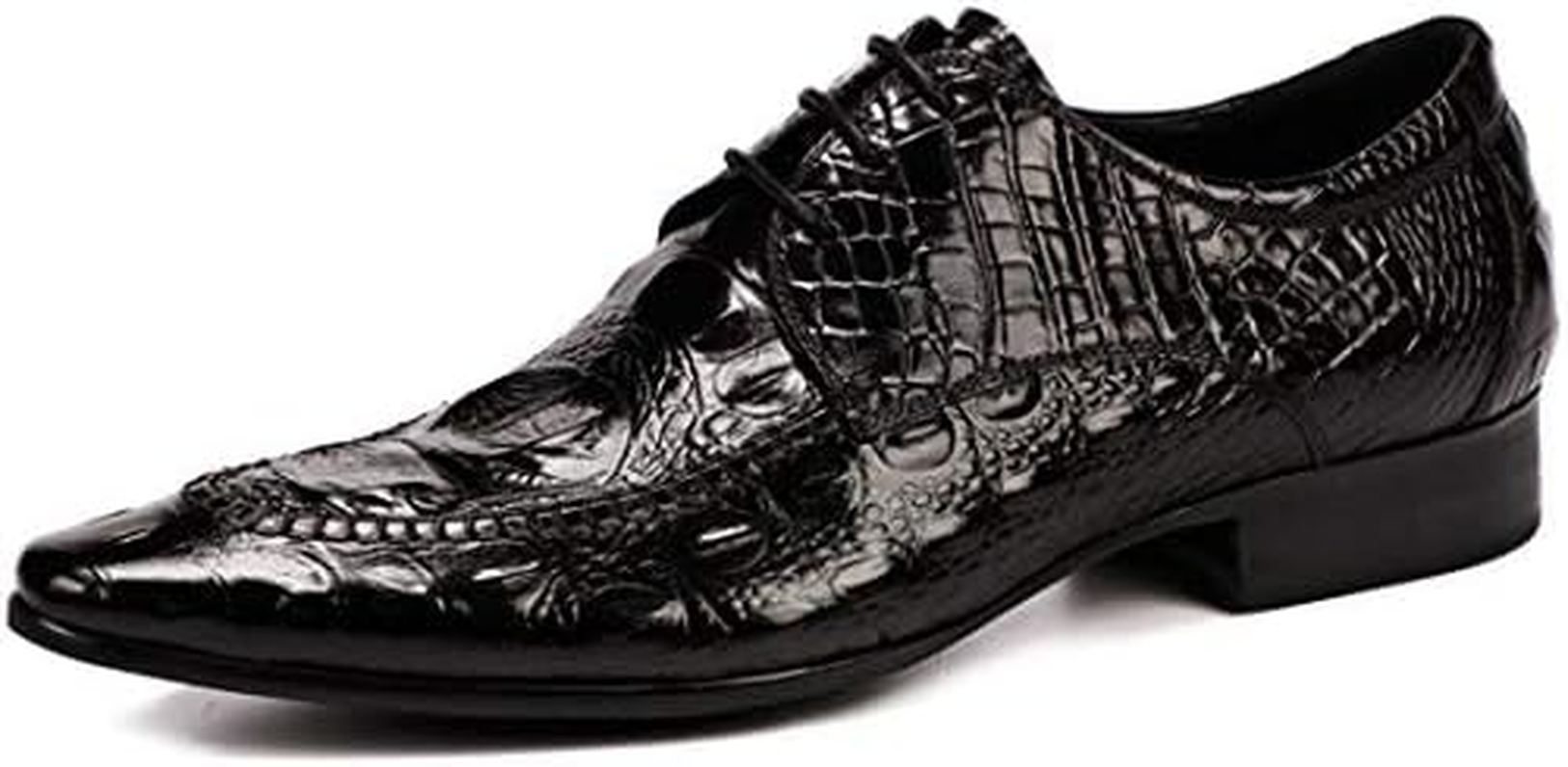 ビジネスシューズ メンズ 本革 クロコダイル柄 ウォーキング 外羽根 革靴 ビジネス カジュアル レース..