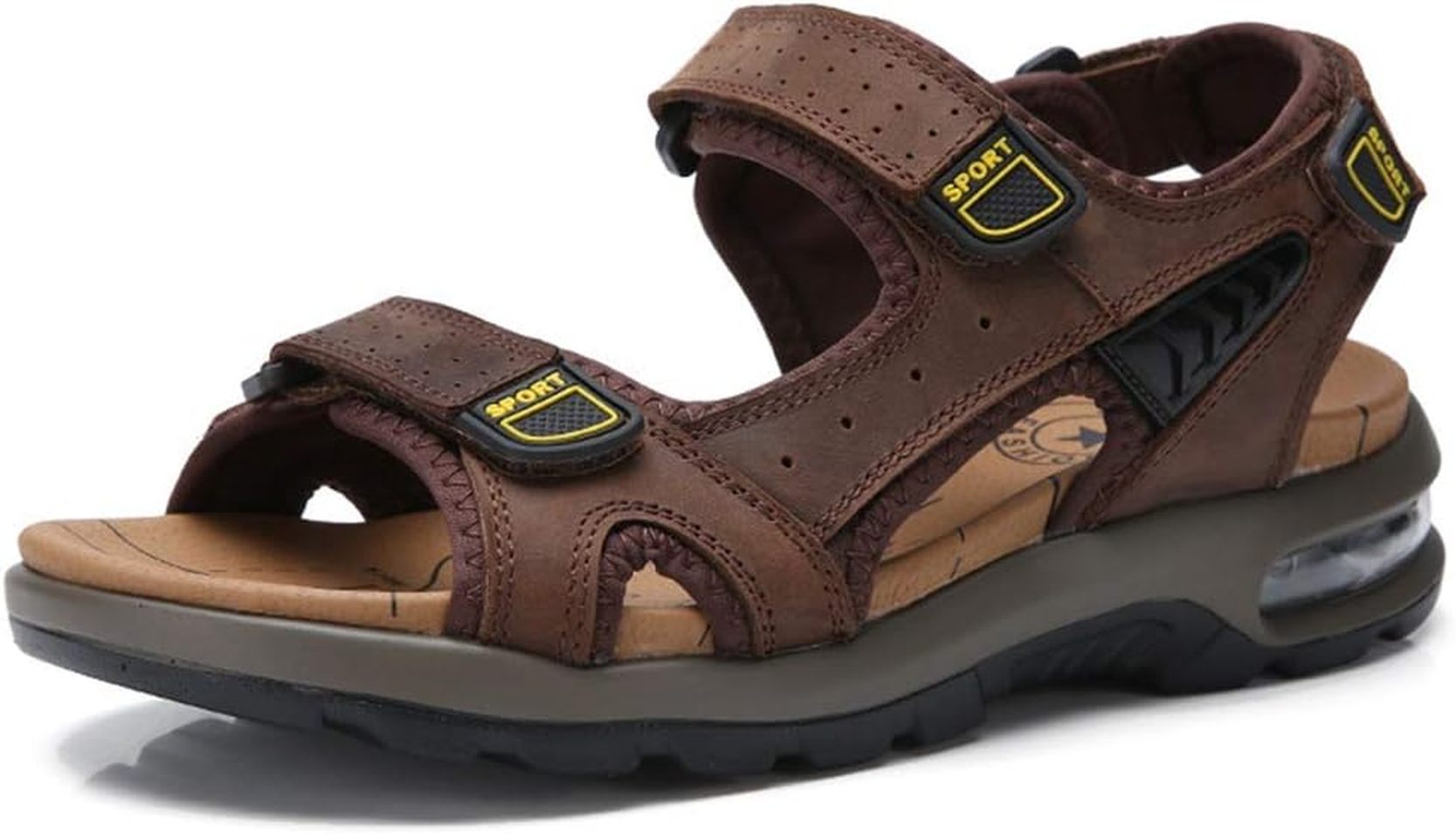 サンダル メンズ 本革 夏用 スポーツサンダル アウトドア ビーチサンダル マジック式 運転 職場 オフィ..