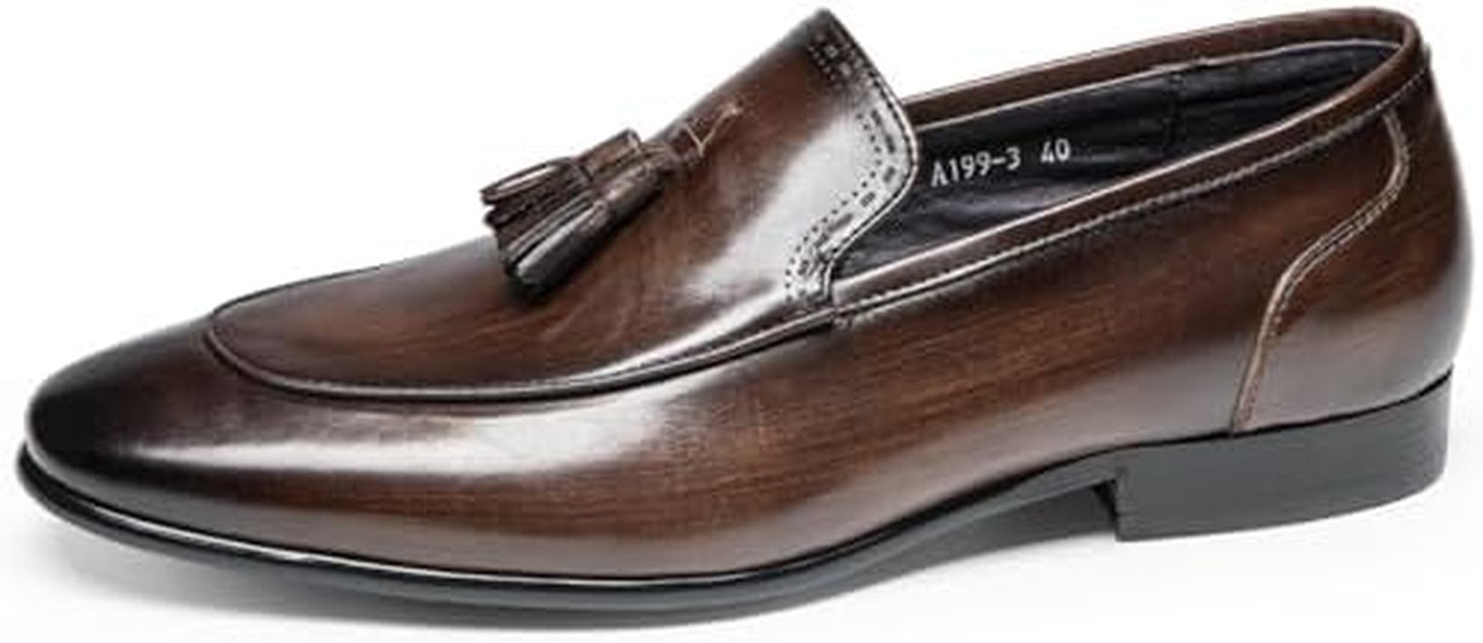 ビジネスシューズ ローファー ドレスシューズ 革靴 メンズ ロングノーズ タッセル 本革 Uチップ 柔らか..